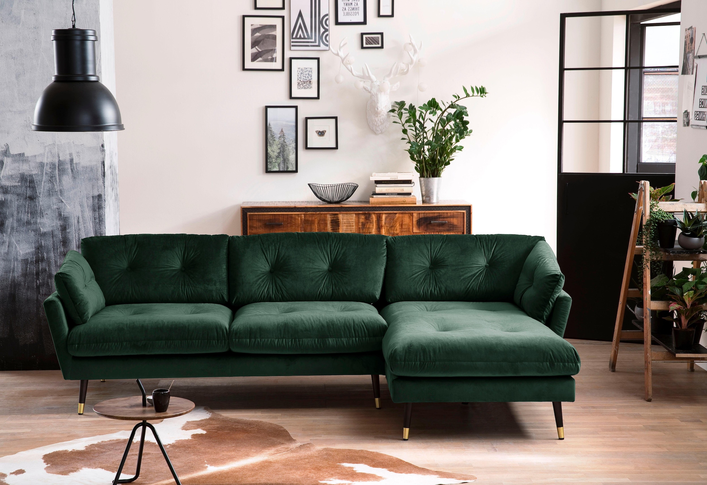 OTTO home Ecksofa "Japan L-Form" mit Fuß in Holz-Metallkombination, Recamiere rechts oder links