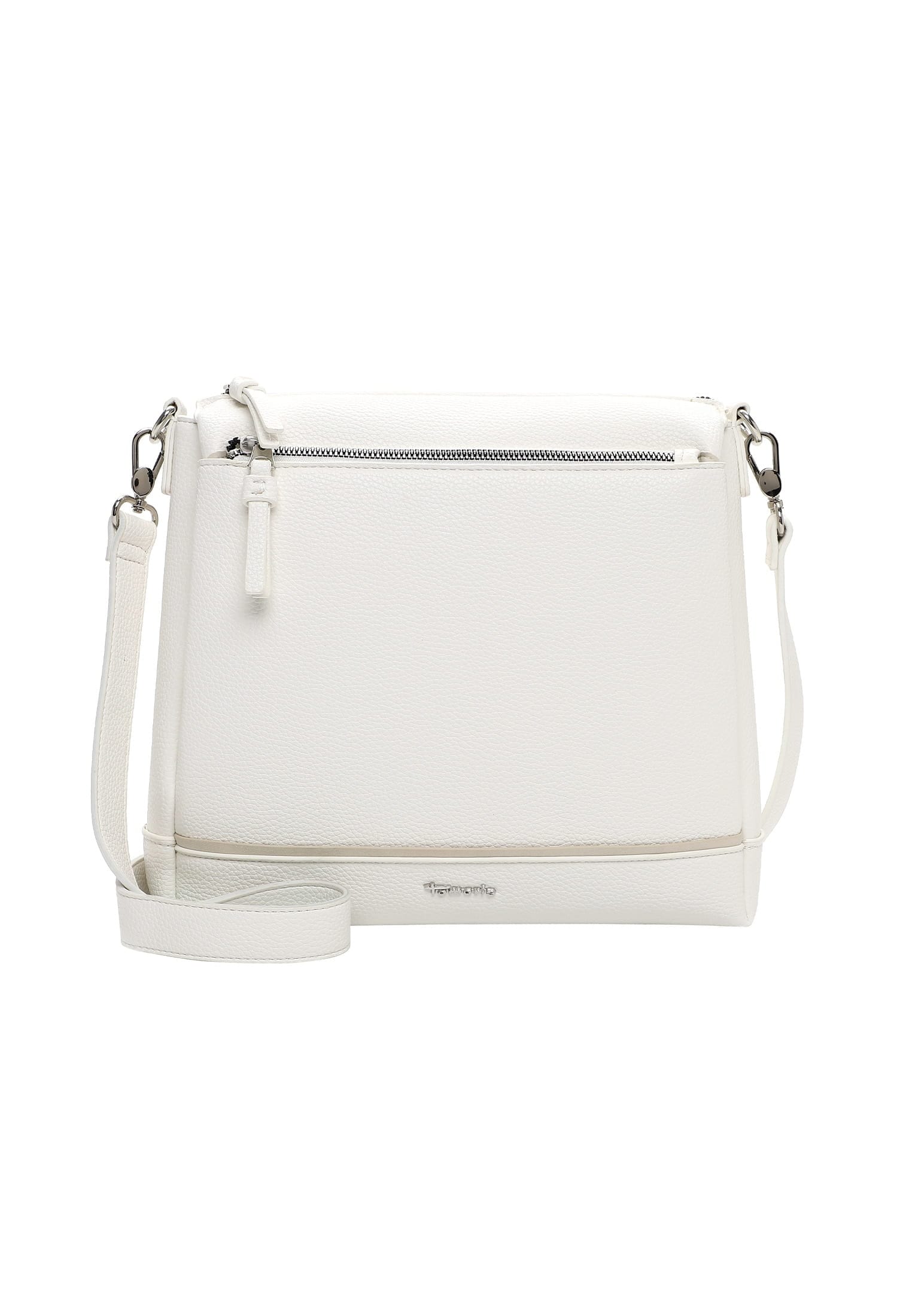 Umhängetasche TAMARIS "Umhängetasche TAS Kennia", Damen, Gr. B/H/T: 27cm x 26cm x 6cm 0, weiß (weiß 300), Polyurethan, Taschen Umhängetasche