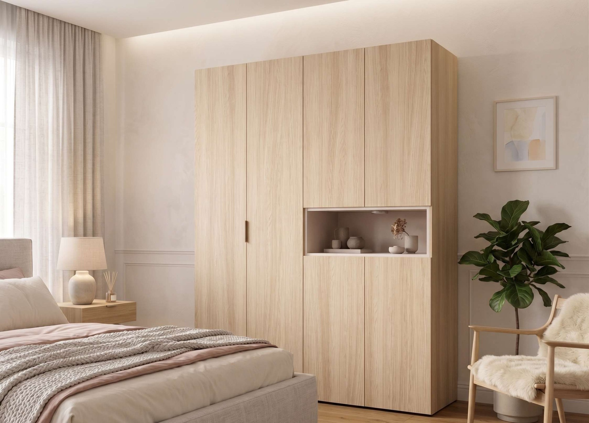 Home affaire Kleiderschrank »CUBIQUE mit/ohne Beleuchtung, Sof-Close System, Breite 161 cm« Garderobe mit Kleiderstange, 5 geschlossenen Fächern, 1 offenem Fach