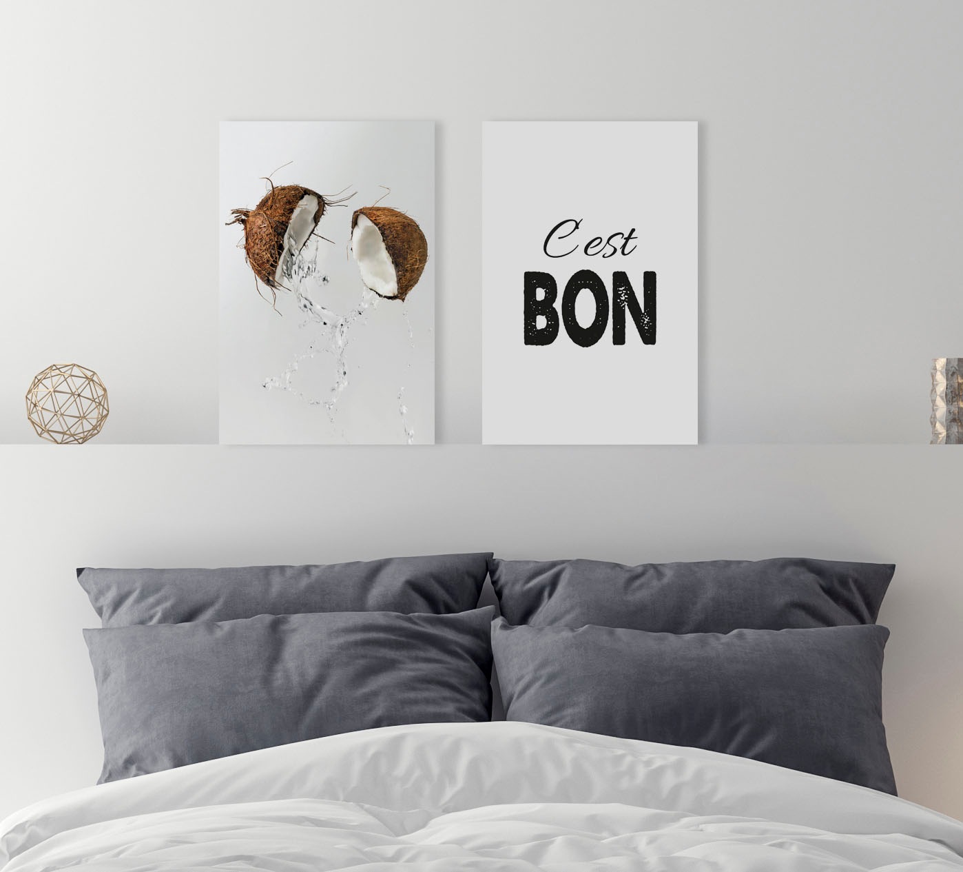 queence Leinwandbild »Spruch C'est Bon«, Kunst-Modern-Spa-Spa Bilder-Sprüche-Sprüche & Texte-Schriftzug-Schriftzüge-Schwarz-Weiß, Premium-Leinwandstoff, Handarbeit aus Deutschland