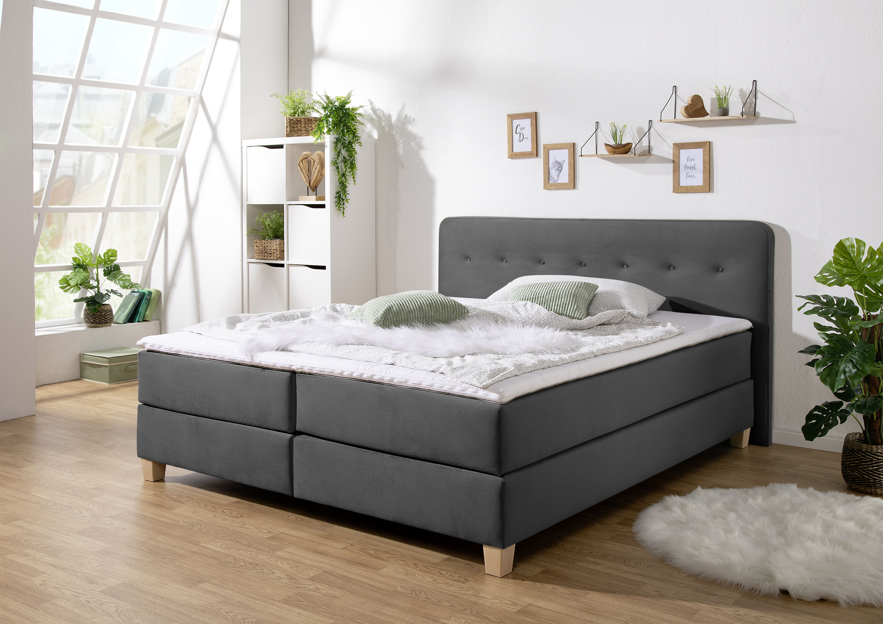 Home affaire Boxspringbett "Fargo" inkl. Topper, in 3 Matratzenarten, in Samt- oder Strukturstoff