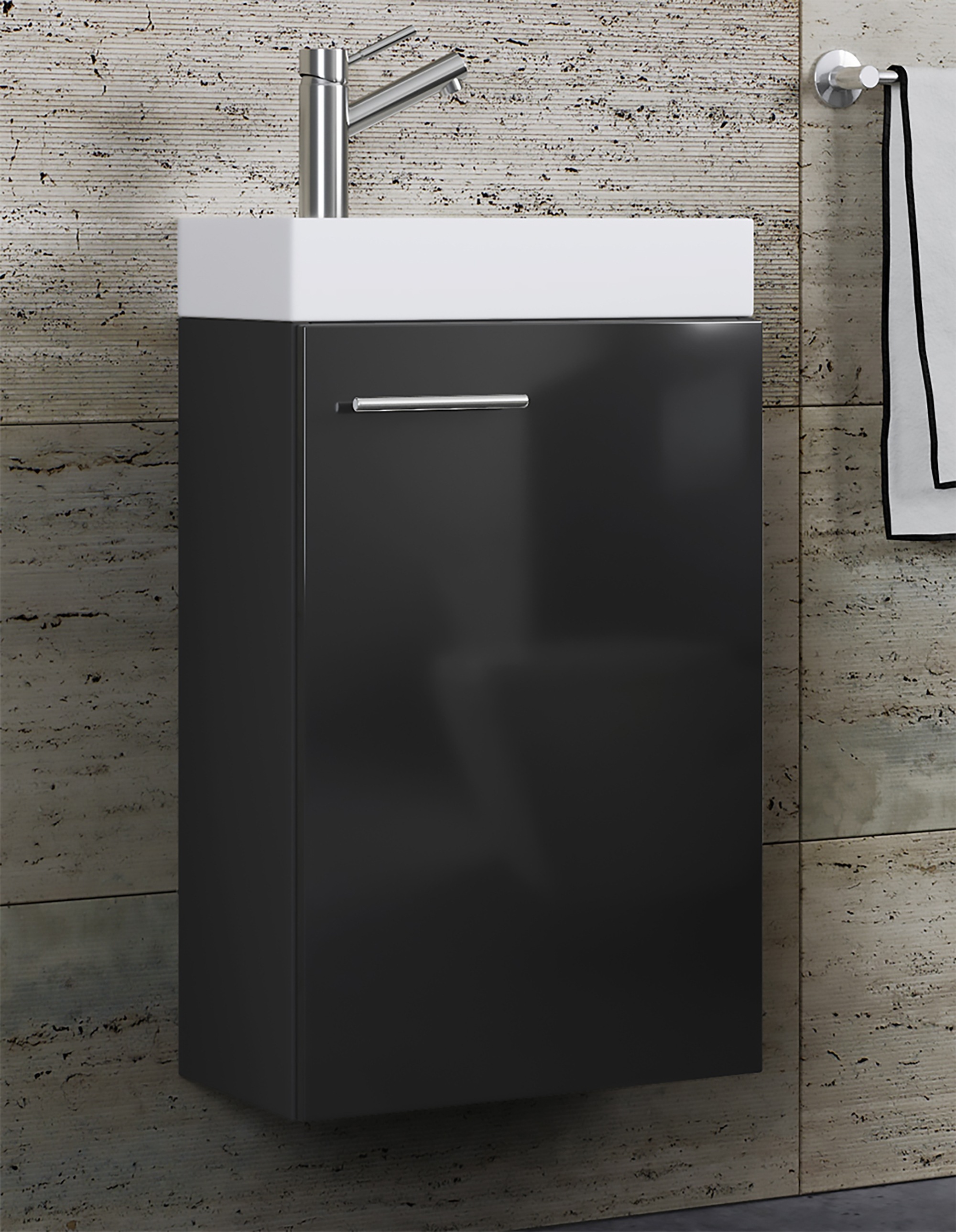 VCM Waschbeckenunterschrank »VCM 2-tlg Set | Waschplatz für Gäste WC | Gästebad | Waschtisch | Badezimmer Set - Slito«, (2 St.)