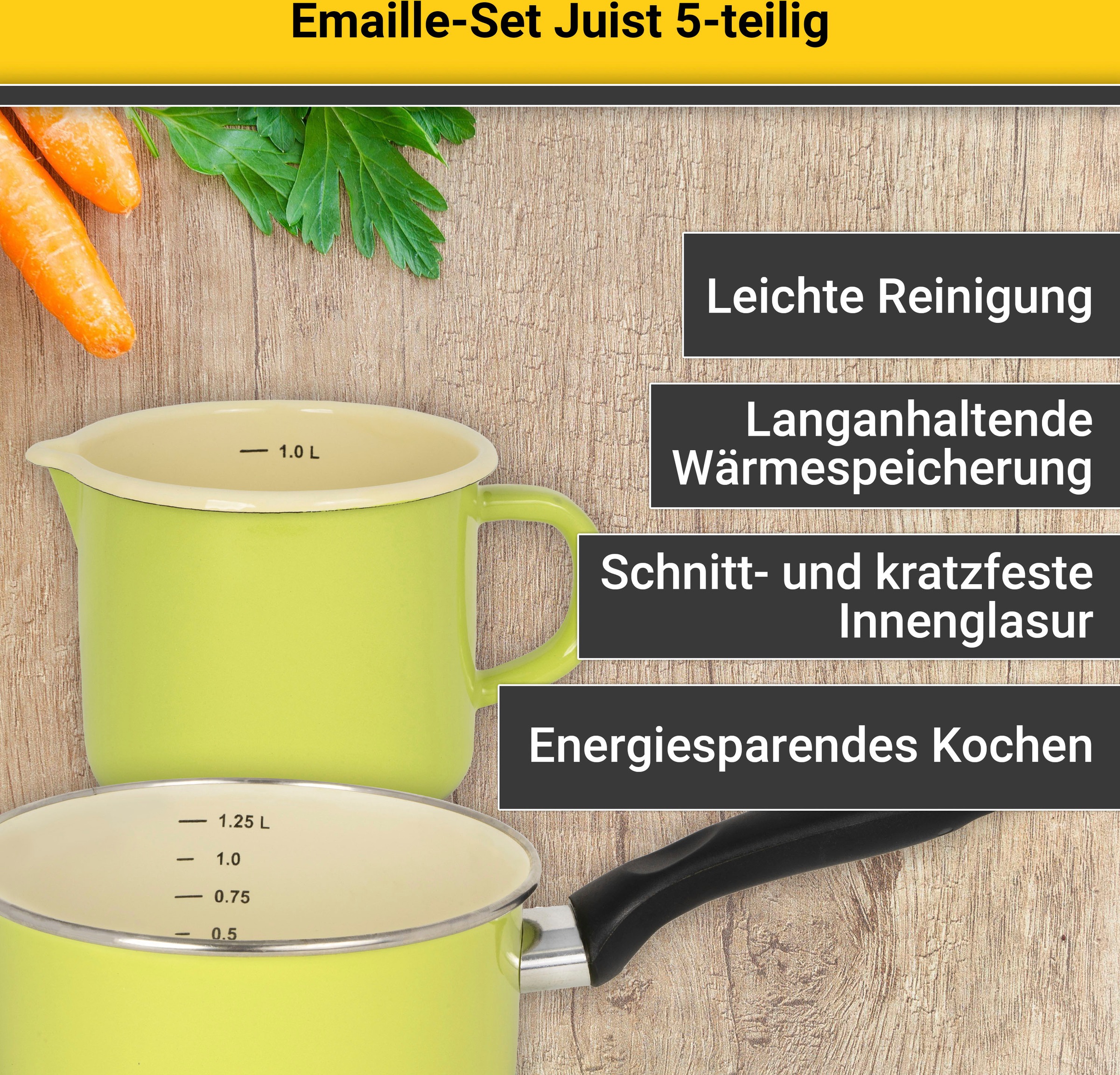 Krüger Topf-Set "Juist" Set, Fleischtopf 16/20/24 cm, Milchtopf 12 cm, Stie günstig online kaufen