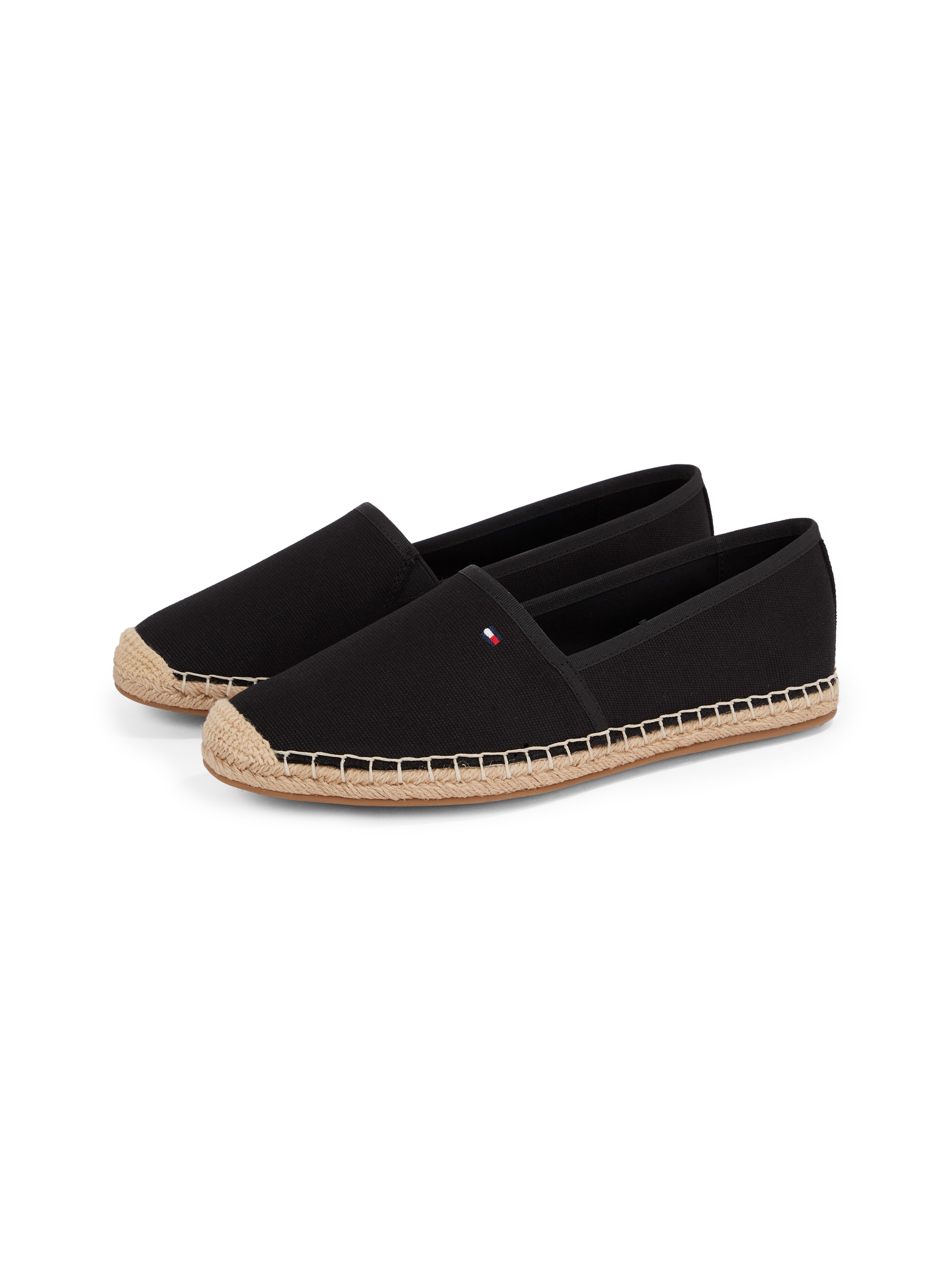Tommy Hilfiger Espadrille "FLAG CANVAS ESPADRILLE",Slipper, Flats, Bequemschuh, Jutebezug und Ziernähten, schmale Form