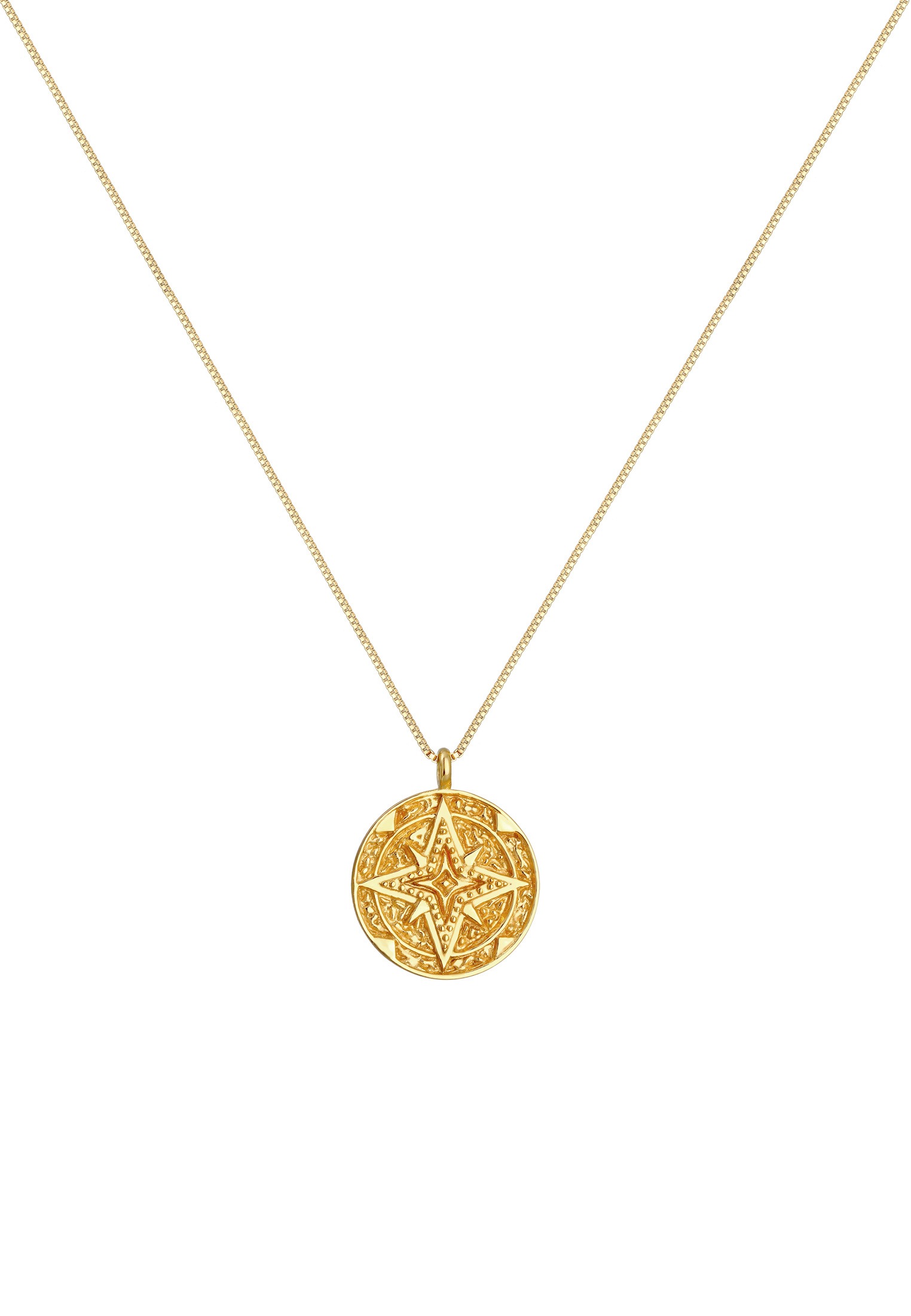 Elli Kette mit Anhänger »Nordstern Coin Plättchen Vintage 925 Silber«