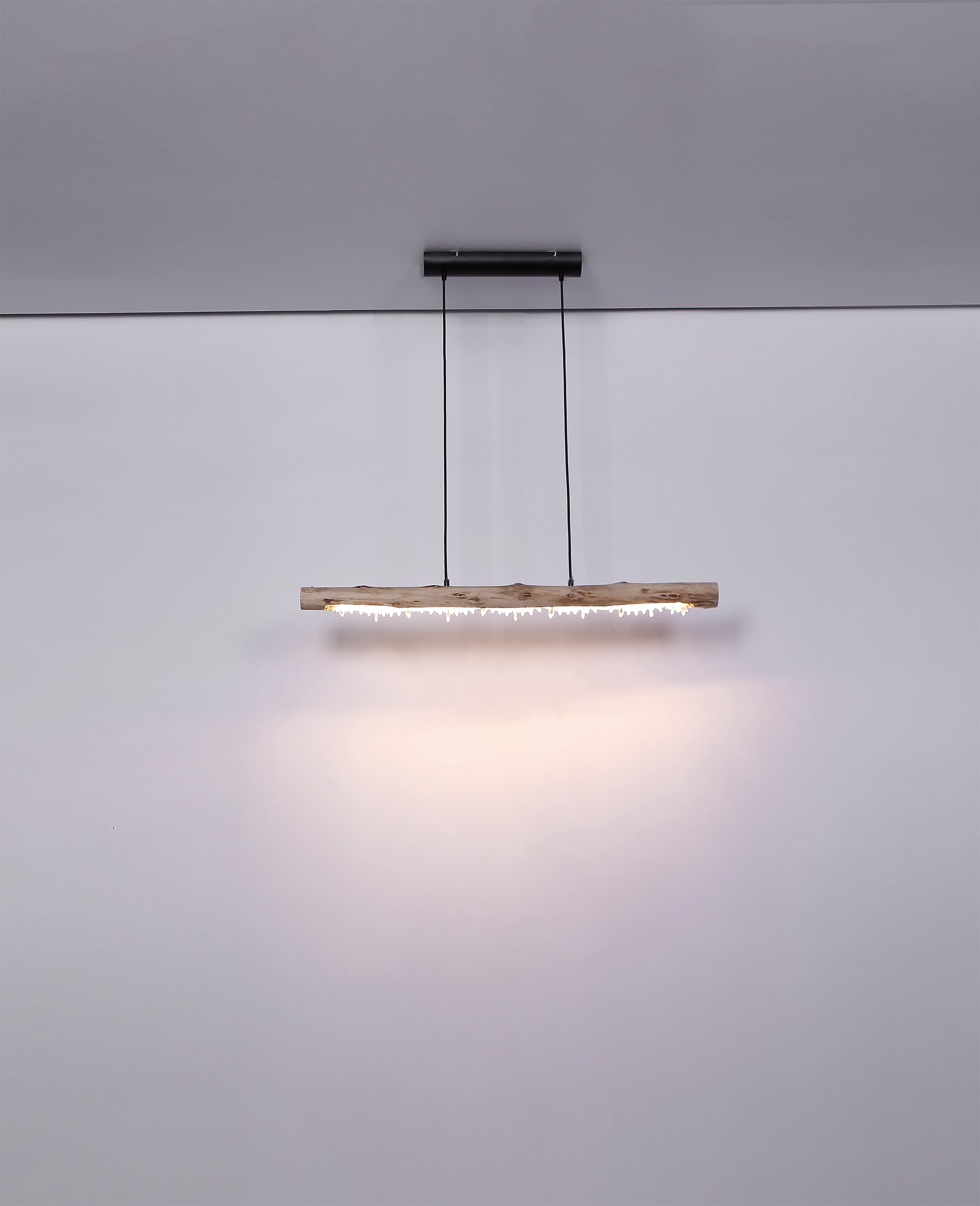 GLOBO LIGHTING Hängeleuchte »FELICITAS« LED-Modul 1 Stk. Warmweiß Hängeleuchte Schwarz/Holz, Acrylkristalle, Stufenschalter, LED 15W