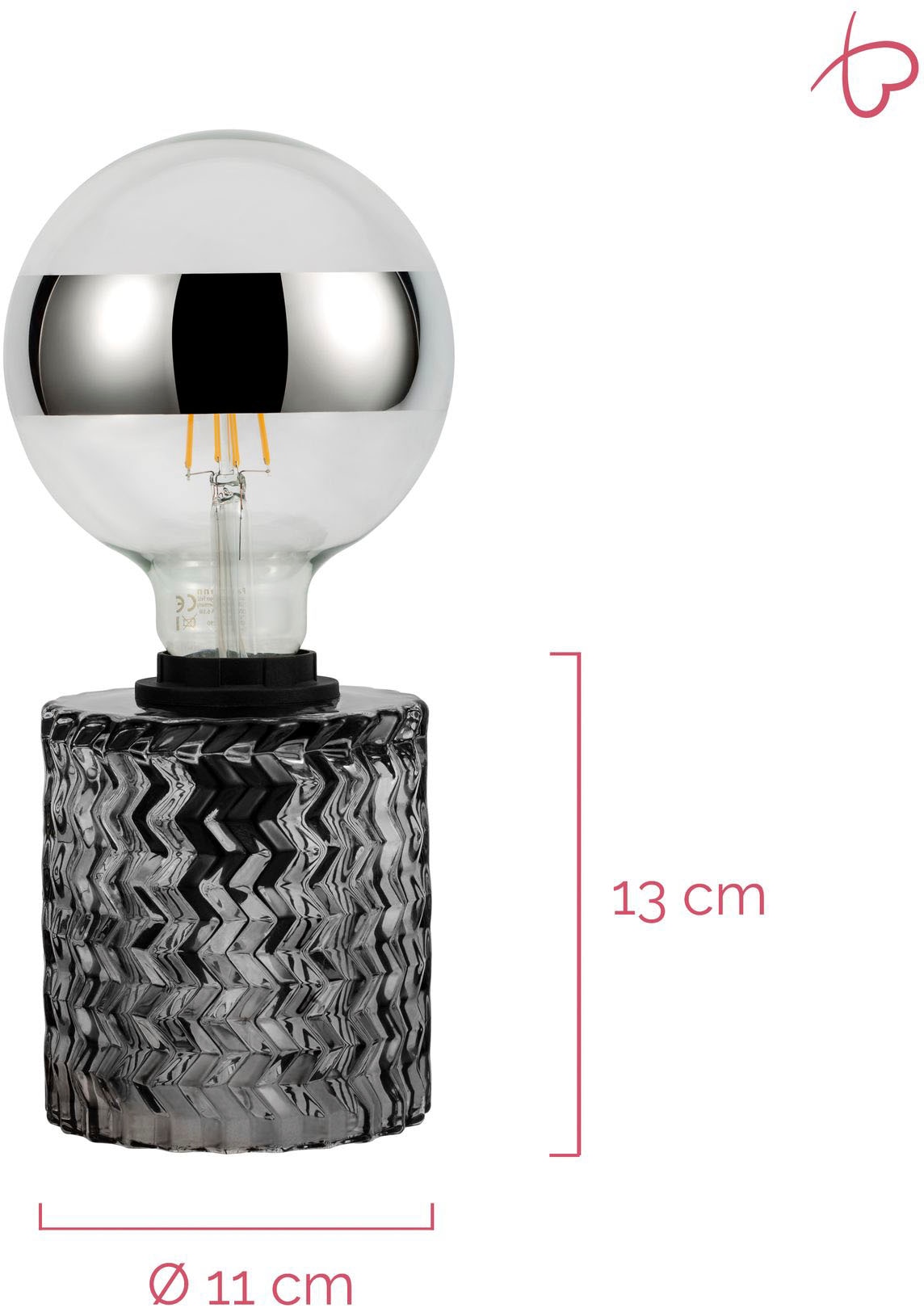 Pauleen Tischleuchte »Crystal Smoke«, 21 flammig, Leuchtmittel E27 | ohne Leuchtmittel, E27, Rauchglas Schwarz
