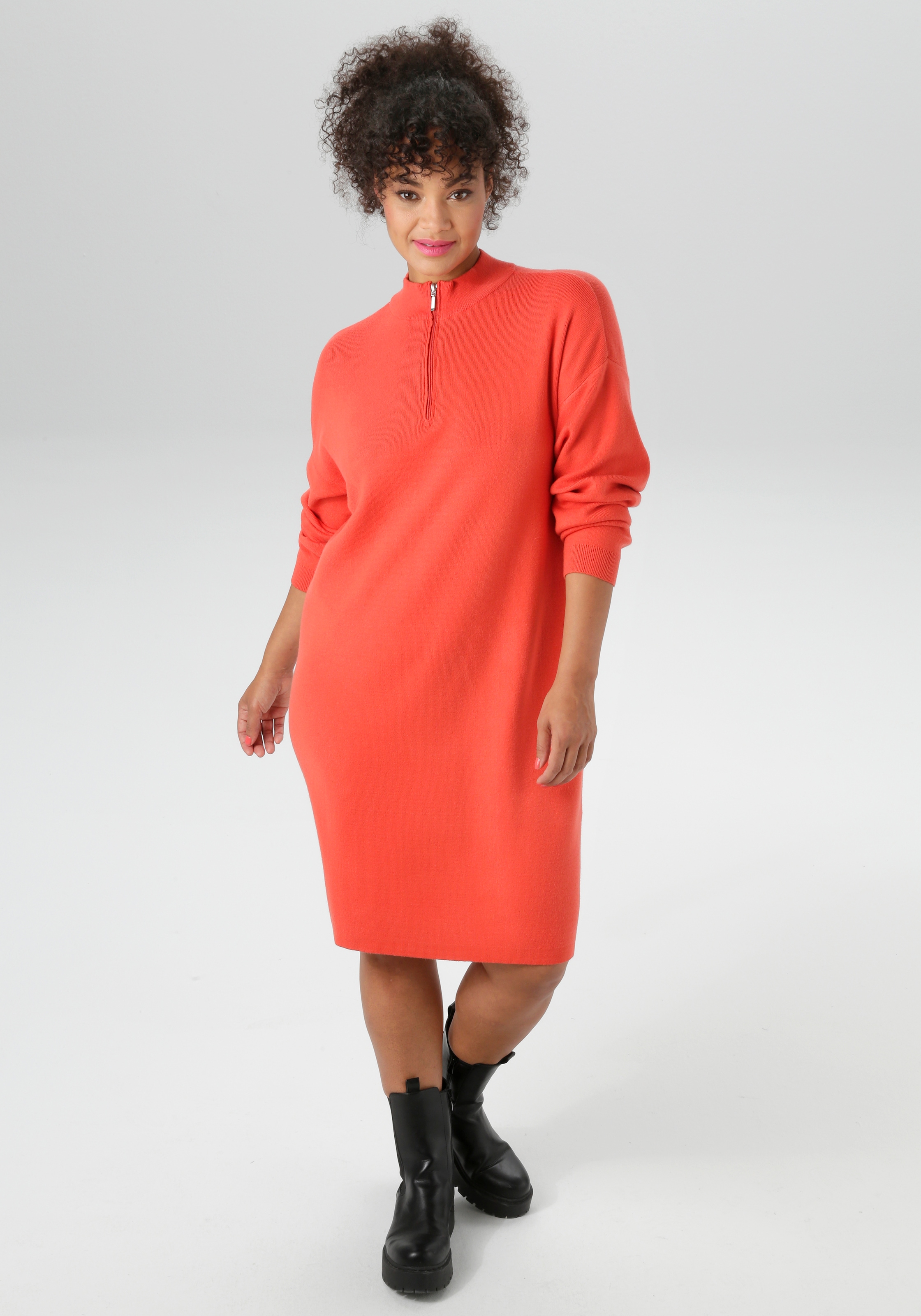 Aniston PLUS Strickkleid, mit Stehkragen und Reißverschluss - NEUE KOLLEKTI günstig online kaufen