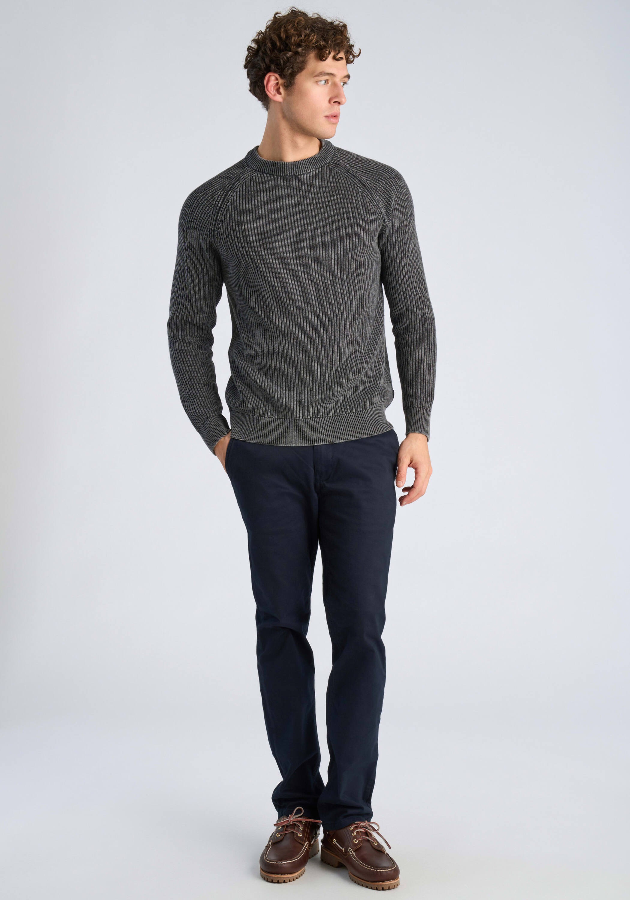 Strickpullover LINDBERGH "Strickpullover Relaxed Fit", Herren, Gr. XXL, schwarz, Obermaterial: 60% Baumwolle, 40% Polyester, unifarben, Rundhals, Pullover Strickpullover 2