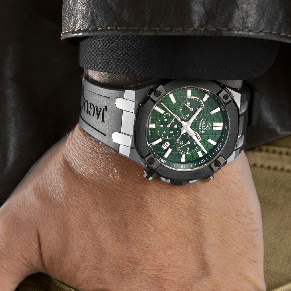 Jaguar Chronograph »Diplomatic«, Quarzuhr, Armbanduhr, Herrenuhr,Swiss Made,Stoppfunktion,Kautschukband