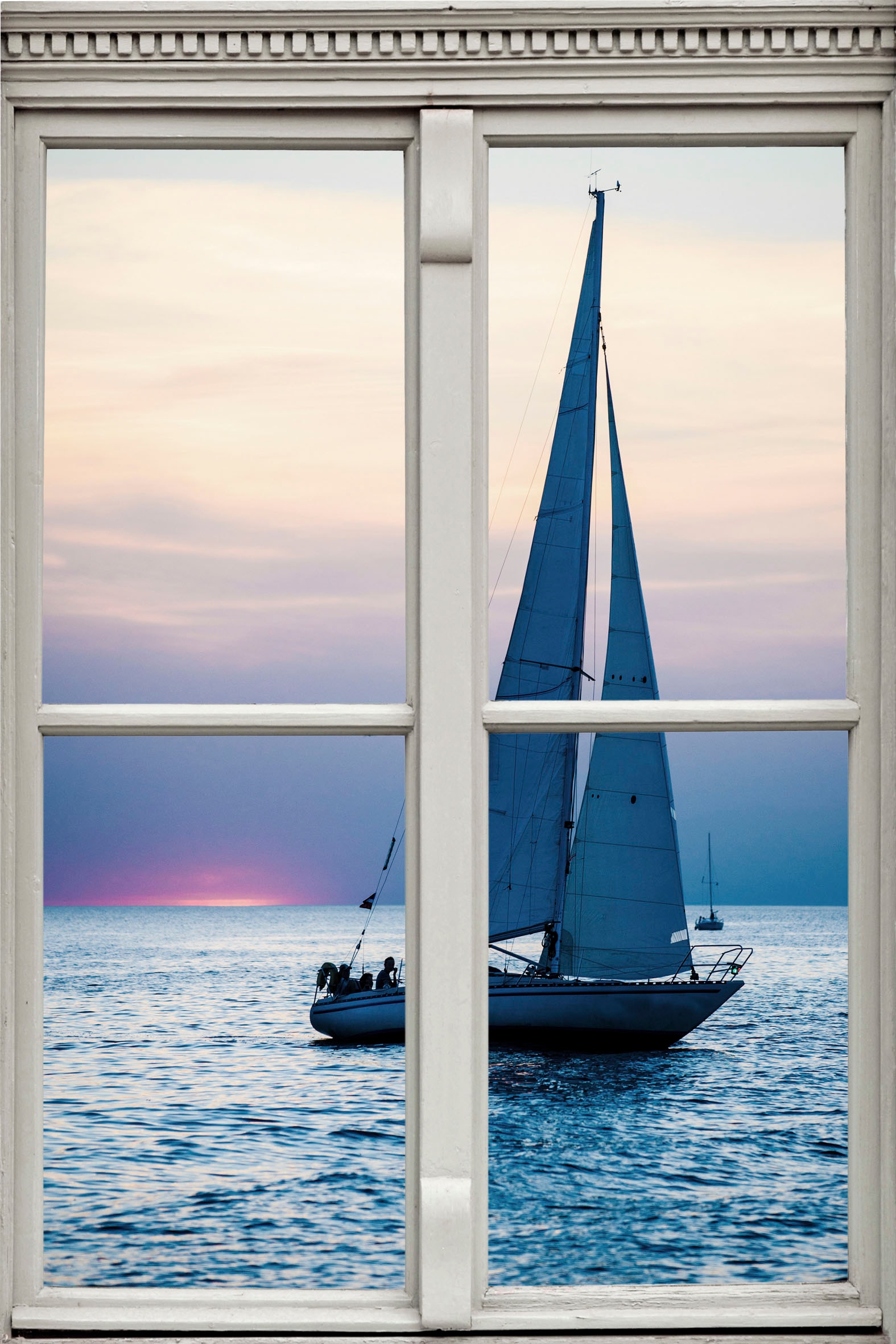 queence Wandsticker "Segelschiff", Wandsticker, Wandbild, selbstklebend, 3D, Fenster