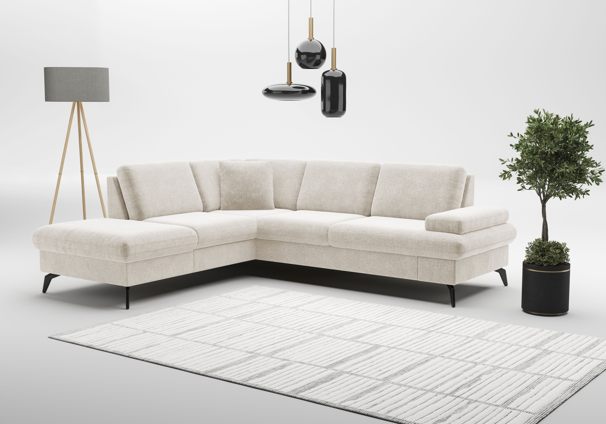 Ecksofa SIT & MORE "Morris Jubi L-Form, B: 238 cm", beige (creme), B:238cm H:83cm T:202cm, 100% Polyester, Sofas, Ecksofa, mit Armteilfunktion & 1 Zierkissen, optional Bettfunktion 7