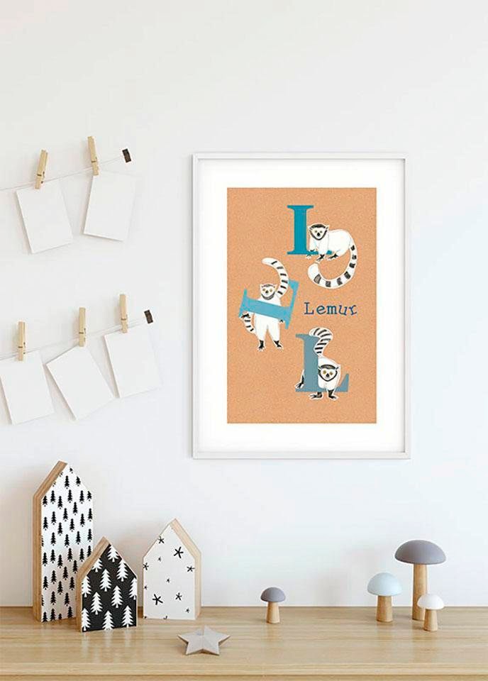 Komar Poster »ABC Animal L«, Buchstaben, (1 St.), Kinderzimmer, Schlafzimmer,  Wohnzimmer | BAUR