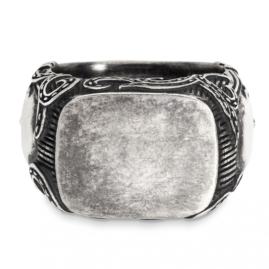 CAÏ Fingerring »925/- Sterling Silber matt-oxidiert Totenkopf«