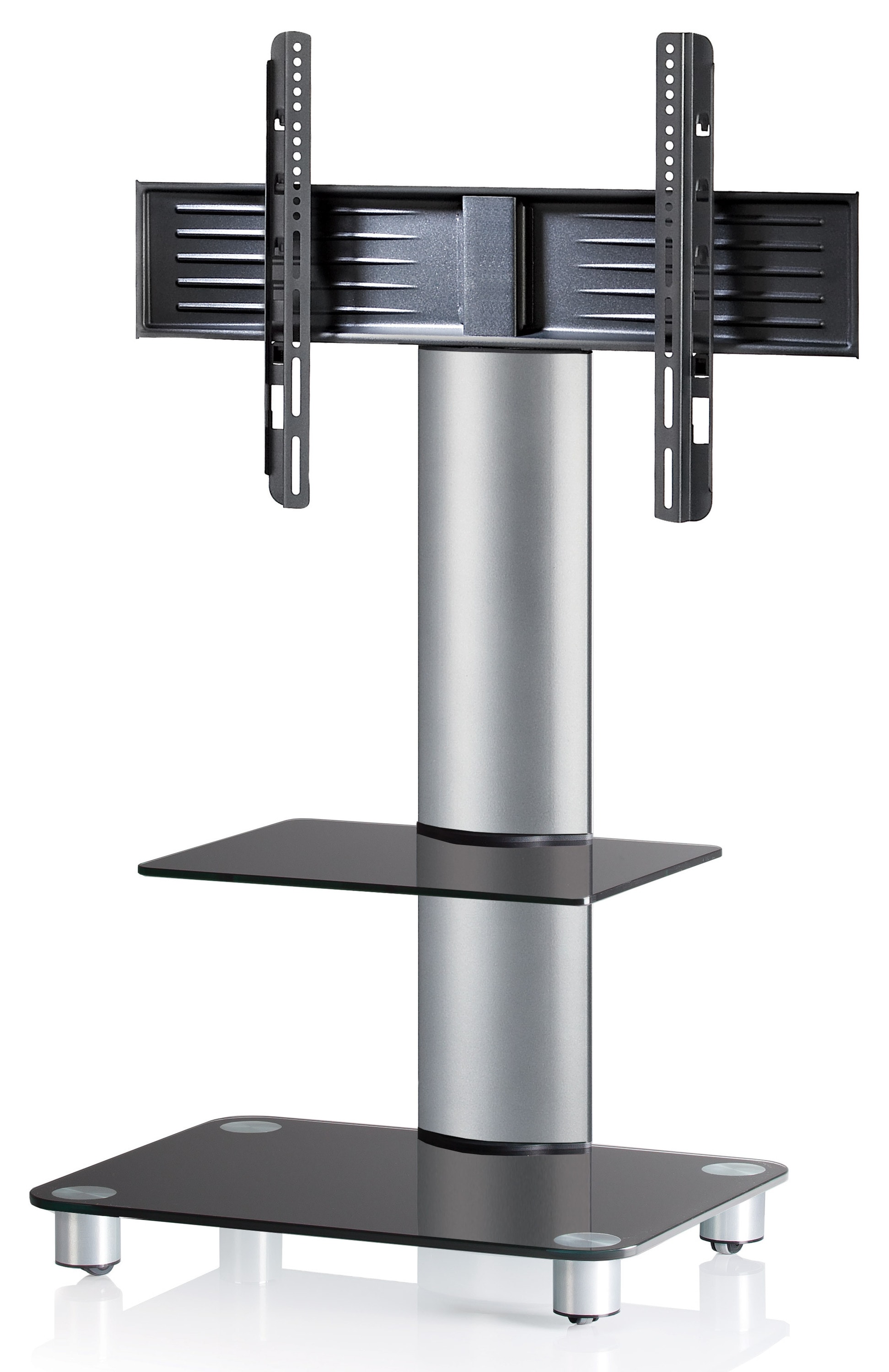 VCM Wohnzimmertisch »TV Standfuß Ständer Rack Alu Glas Rollen Tosal ZW«