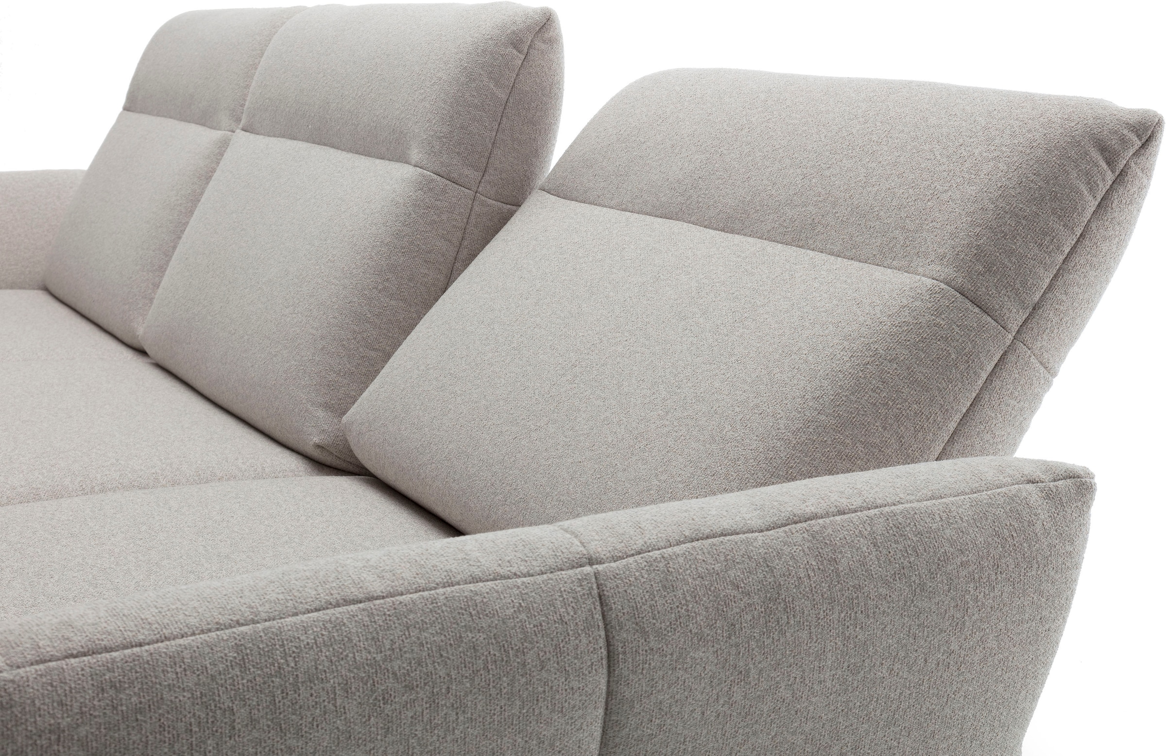 Creation BY ROLF BENZ Ecksofa »CR.460«, Sockel in Nussbaum, Winkelfüße in Umbragrau, Breite 298 cm