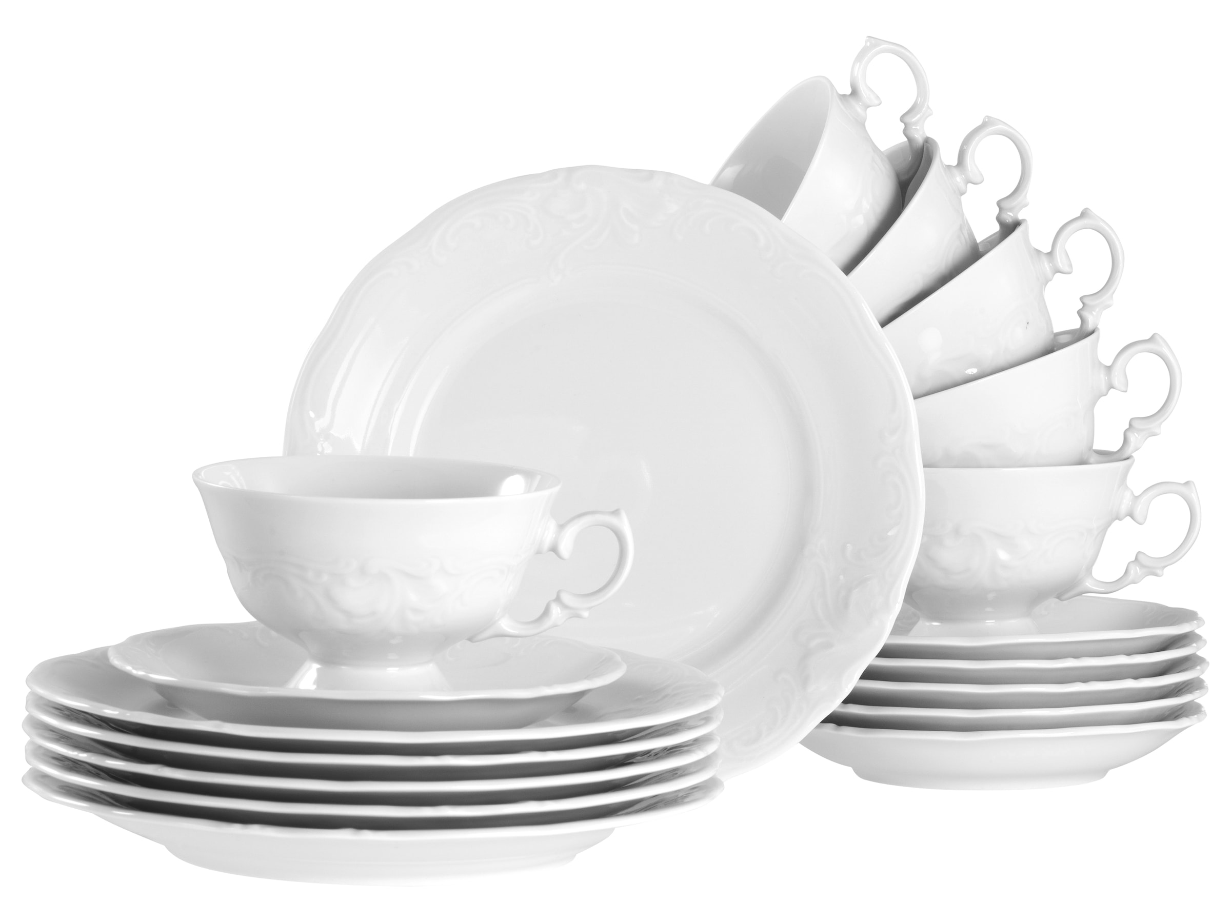 CREATABLE Kaffeeservice "Frederike Weiss, Service 18-tlg.", 18weiß, Geschirr-Sets, Klassisch, Zeitlos