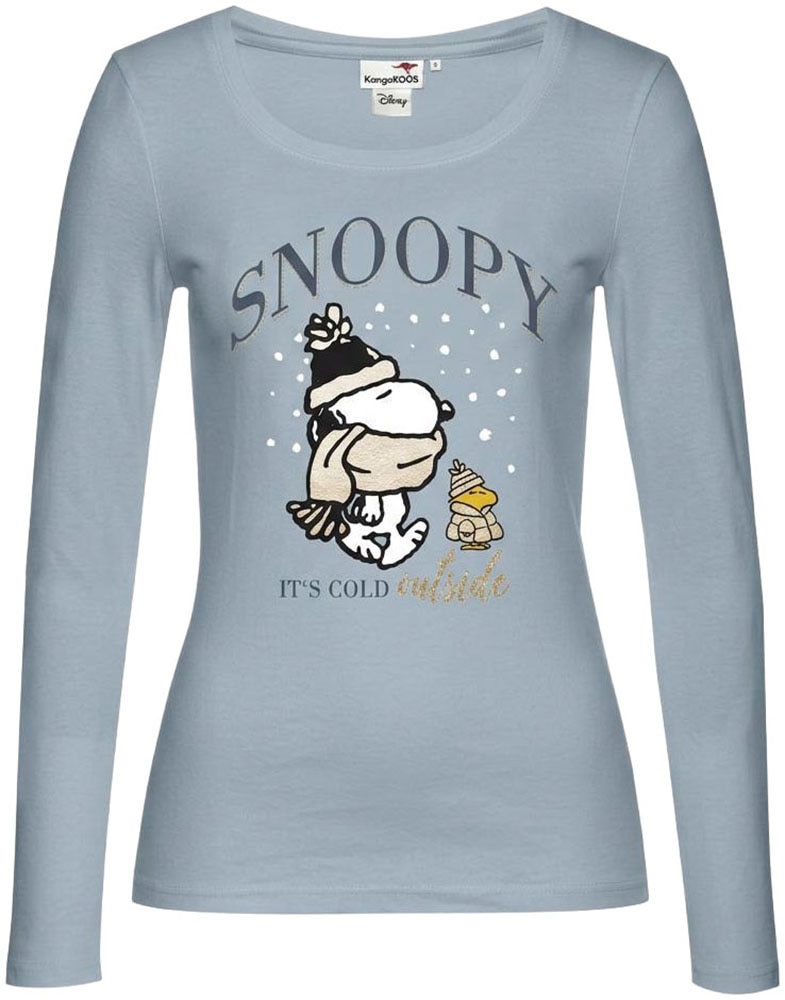KangaROOS Langarmshirt mit Rundhals, Snoopy, schmale Passform, aus Jersey