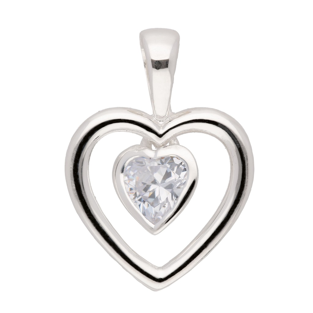 Adelia´s Kettenanhänger »925 Silber Anhänger Herz« mit Zirkonia Silberschmuck für Damen