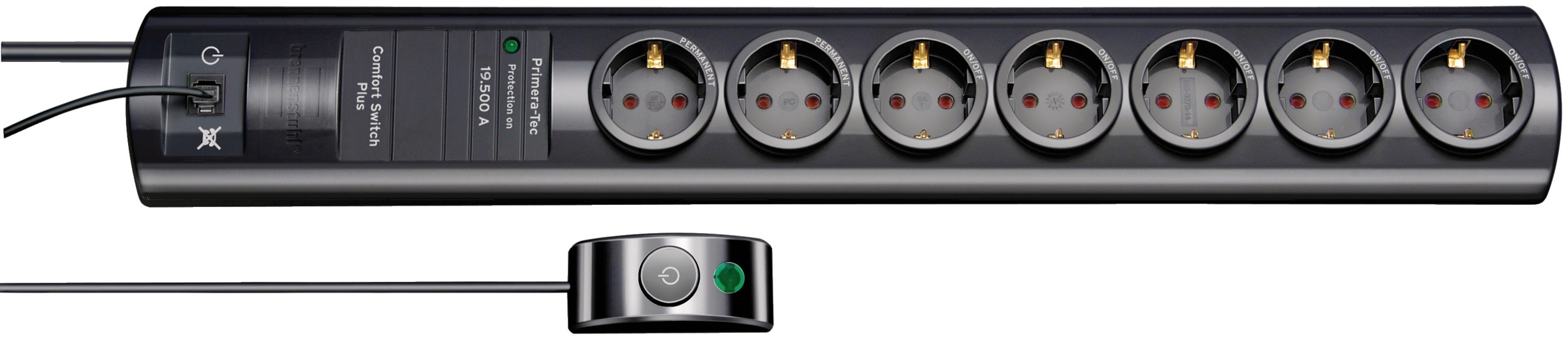 Brennenstuhl Steckdosenleiste »Primera-Tec Comfort Switch Plus«, 7-fach, (Kabellänge 2 m), mit Überspannungsschutz, Schalter und RJ-11-Verbindung