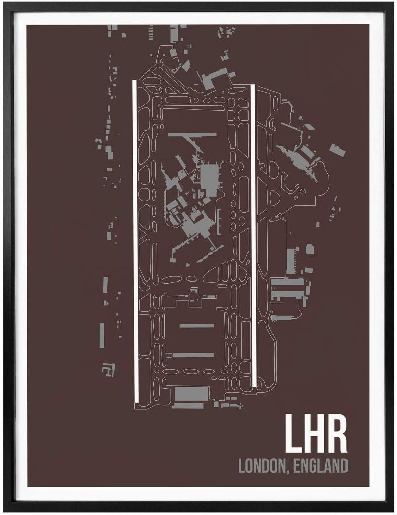 Wall-Art Poster »Wandbild LHR Grundriss London«, Grundriss, (1 St.), Poster ohne Bilderrahmen