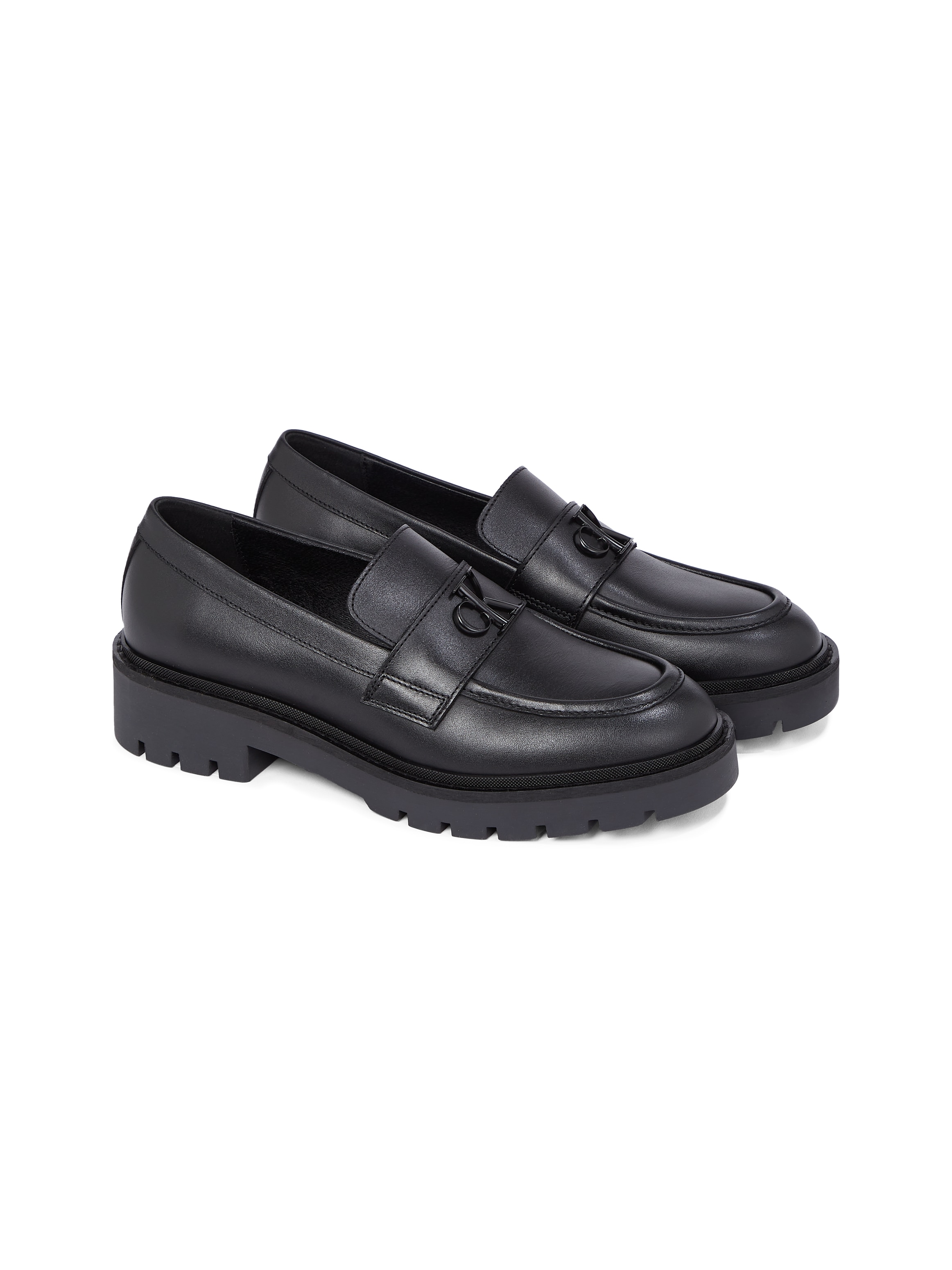 Calvin Klein Jeans Loafer "FLATFORM LOAFER HW MG LTH", Blockabsatz, Schlupfschuh, Halbschuh, Businessschuh mit Zierriege