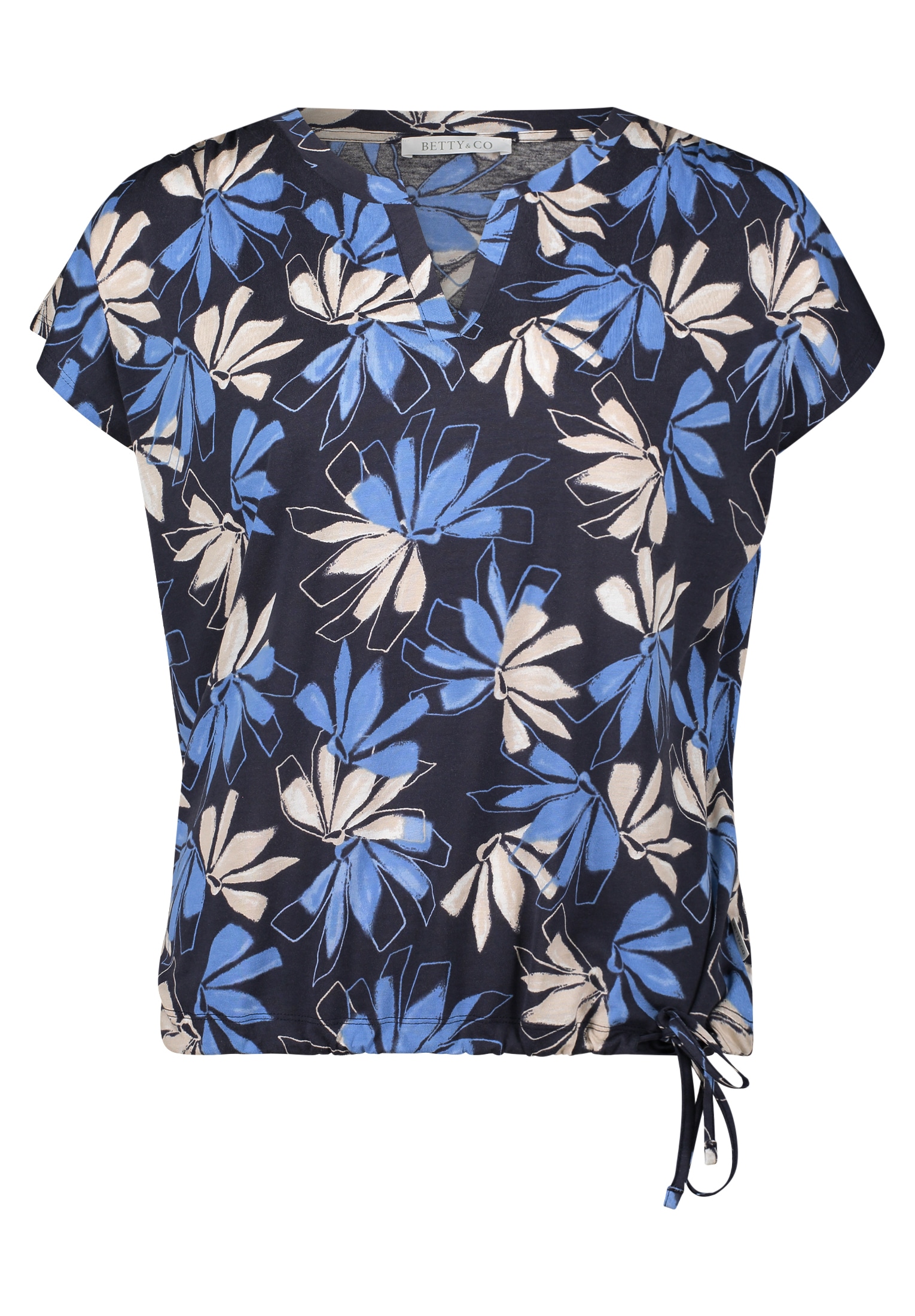 Betty&Co Kurzarmshirt »Betty & Co Casual-Shirt mit Tunnelzug«, (1 tlg.), Druck