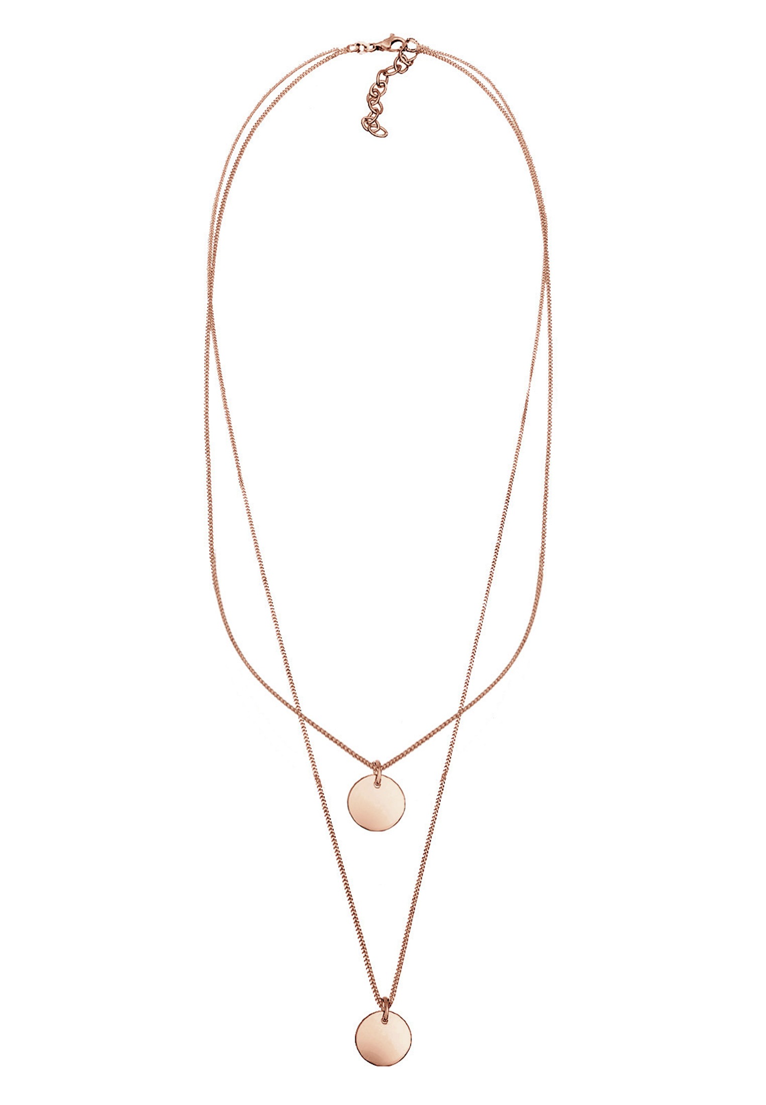 ELLI Layer Necklace Circle Pendant 925 Silver Rose Gold 2