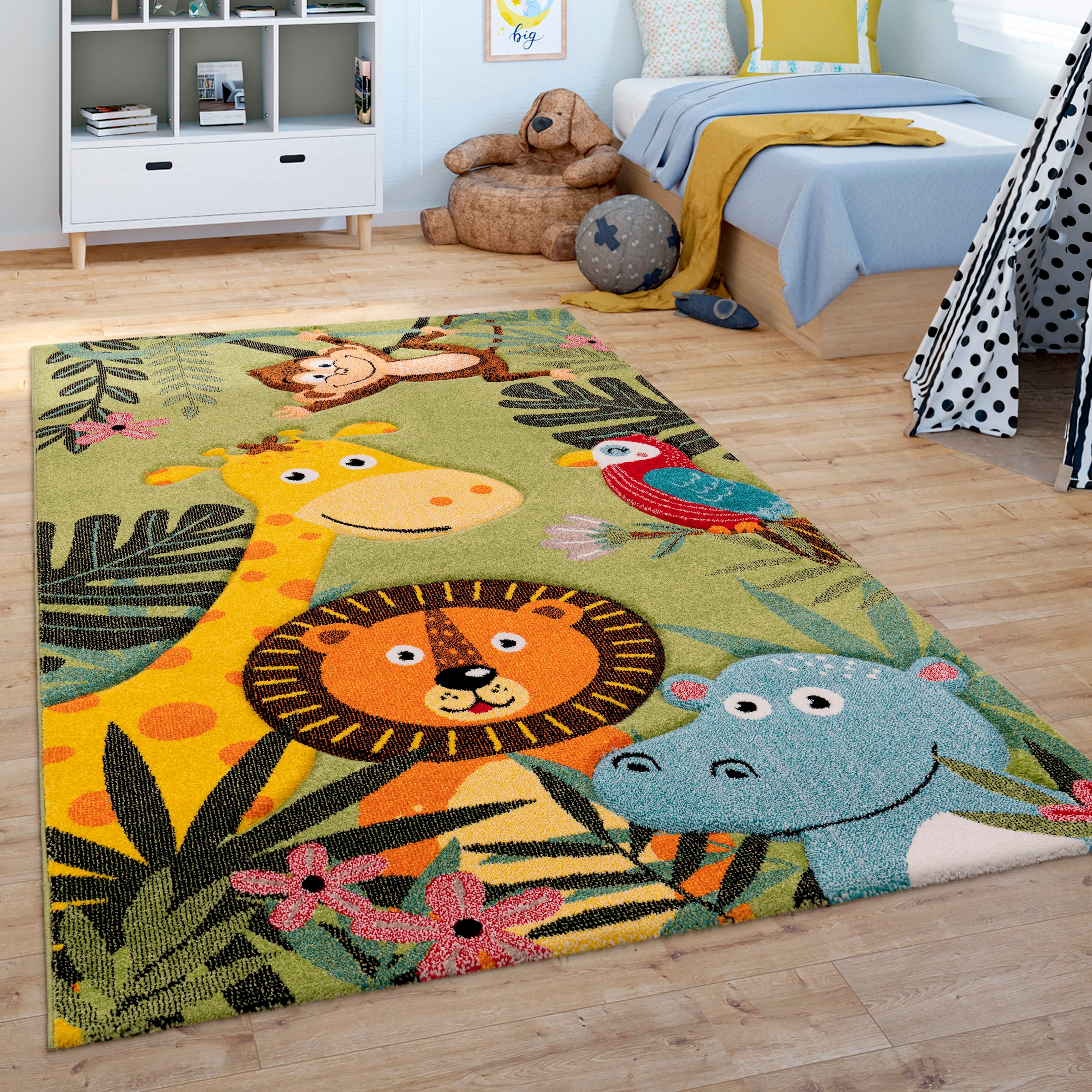 Paco Home Kinderteppich »Diamond 650«, | Tier rechteckig, Kinderzimmer buntes niedliches auf Rechnung Spielteppich, Motiv, BAUR 3D-Design