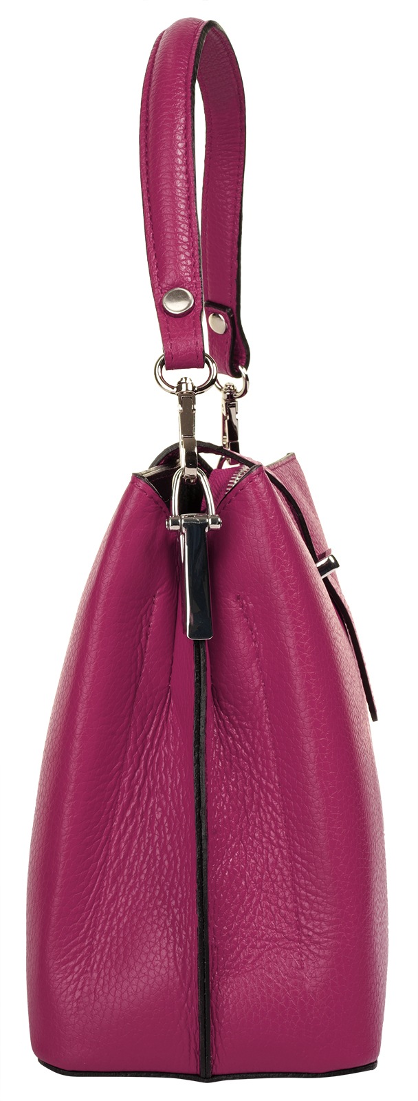 Henkeltasche CLUTY, Damen, Gr. B/H/T: 25cm x 21cm x 12cm onesize, pink, Leder, leicht glänzend, unifarben, Taschen, echt Leder, Made in Italy 3