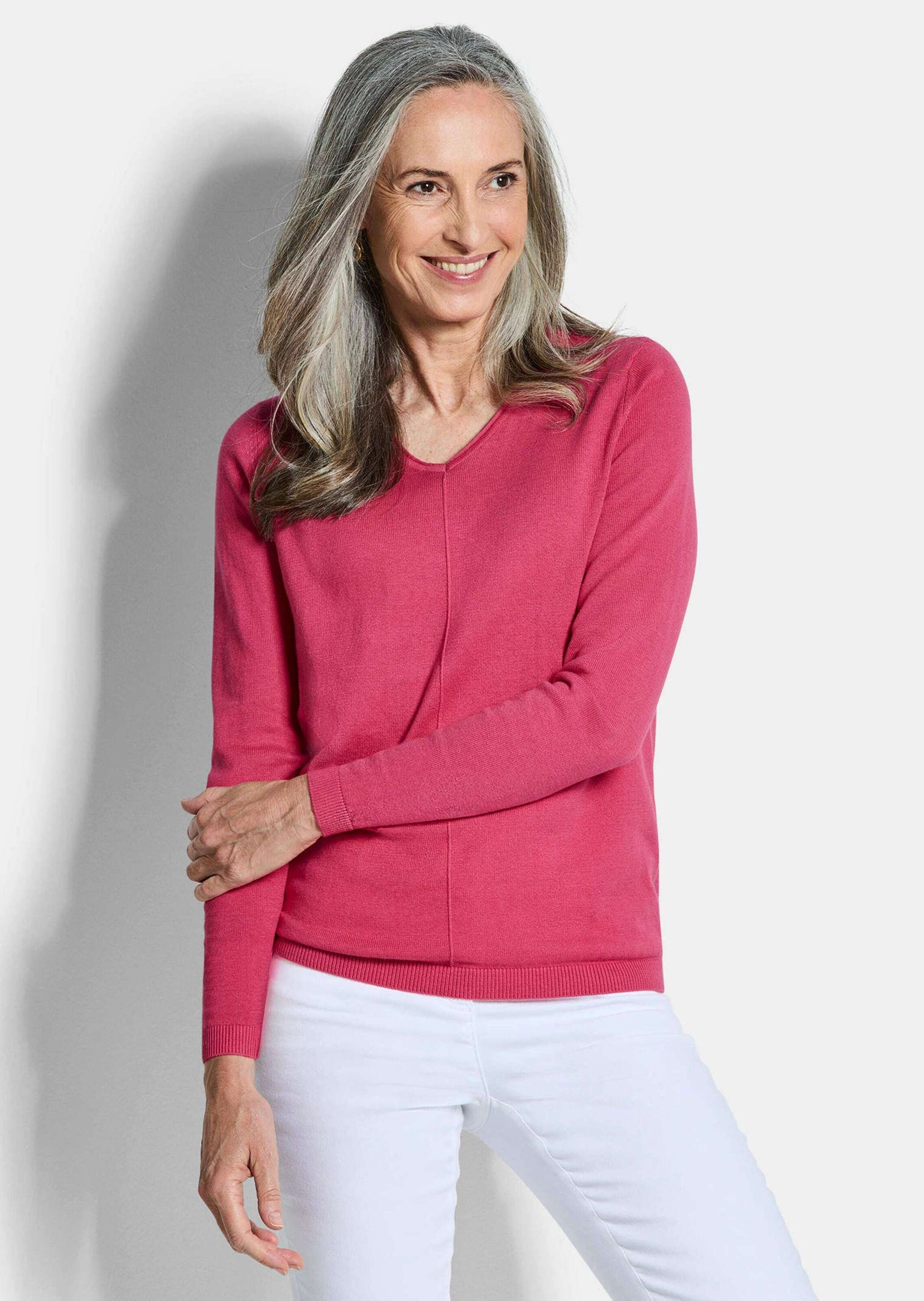 Thumbnail - GOLDNER Rundhalspullover "Baumwollpullover mit V-Ausschnitt" mit Kaschmieranteil