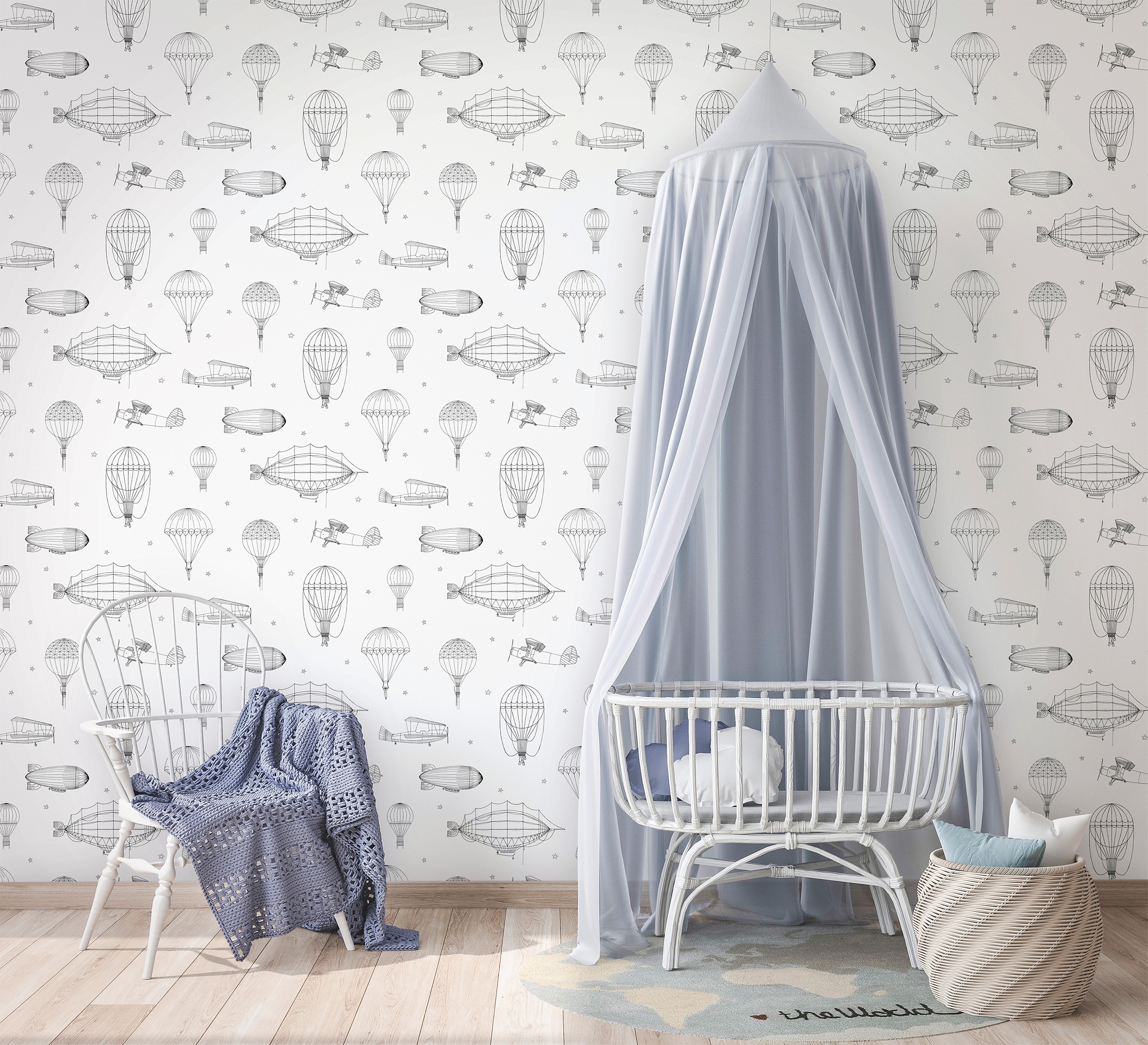 Marburg Kindertapete, Motiv-matt, Zeppelin, Flugzeug, Tapete für Wohnzimmer Schlafzimmer Küche