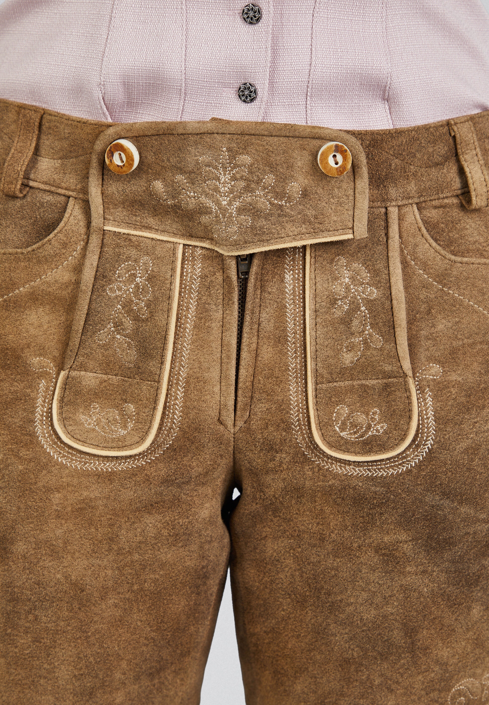 Spieth & Wensky Lederhose »Fabiola«  detailreiche Stickereien an Latz und Bein