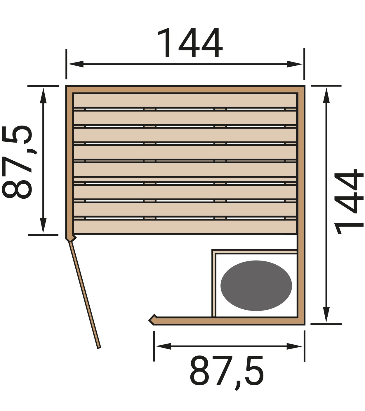 weka Sauna »Massivholz-Elementsauna LAUK« Blockbohlen,vorgefertigte Elemente, moderne Ganzglastür