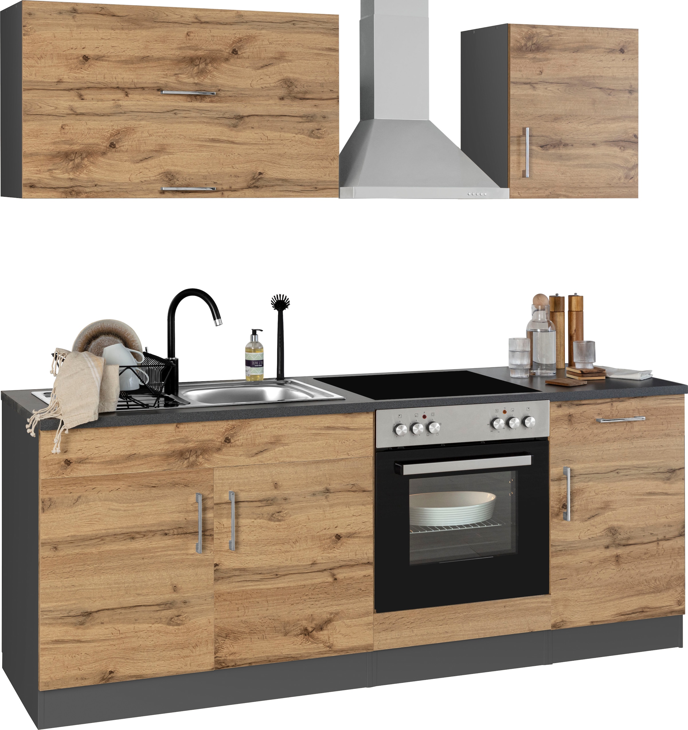 KOCHSTATION Küchenzeile »KS-Colmar«, ohne E-Geräte, Breite 210 cm