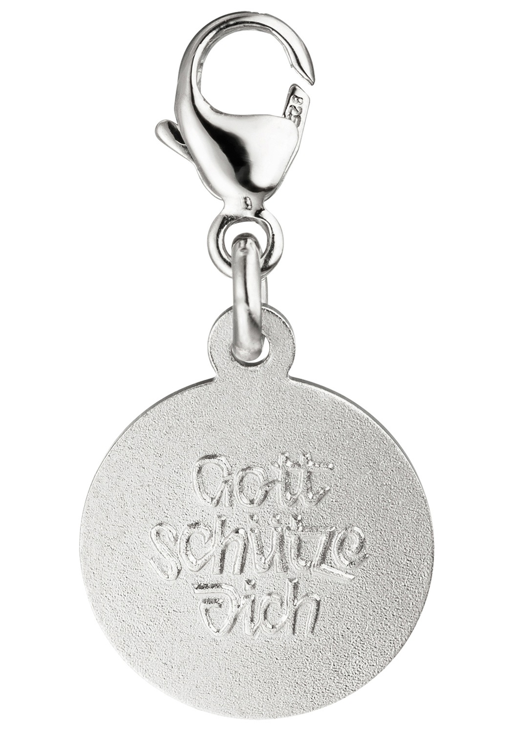 JOBO Charm Engel »Runder Schutzengel 23,8 mm« 925 Silber rhodiniert und teilmattiert