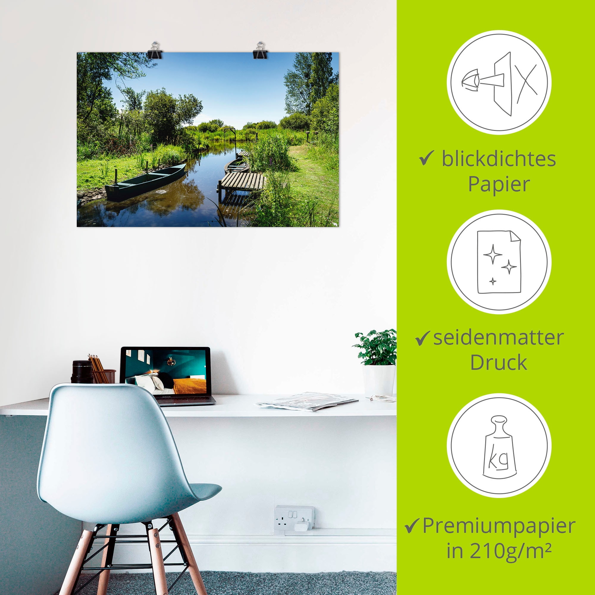 Artland Poster »Naturlandschaft am Fluss in Frankreich«, Gewässer, (1 St.), als Alubild, Leinwandbild, Wandaufkleber oder Poster in versch. Größen