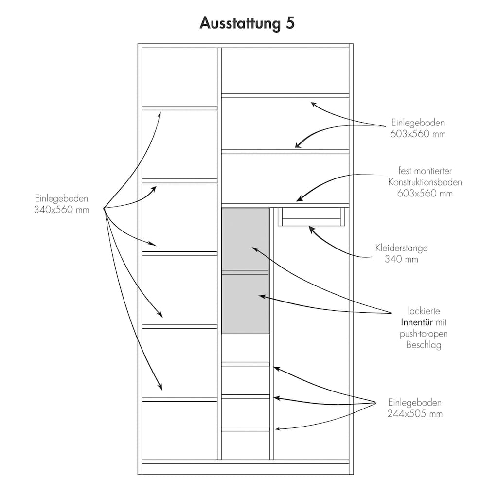 Müller SMALL LIVING Kleiderschrank »PLANE Ausstattung Nr. 5«, inklusive einer innenliegenden Tür und einer Kleiderstange