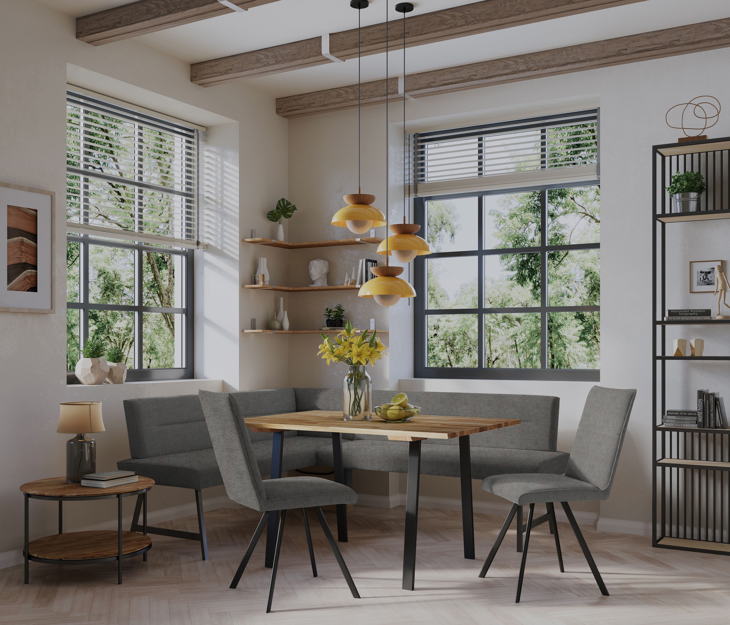 Home affaire Eckbankgruppe "Sava" Set, 4 Stk. tlg. Eckbank mit Wellenfederu günstig online kaufen