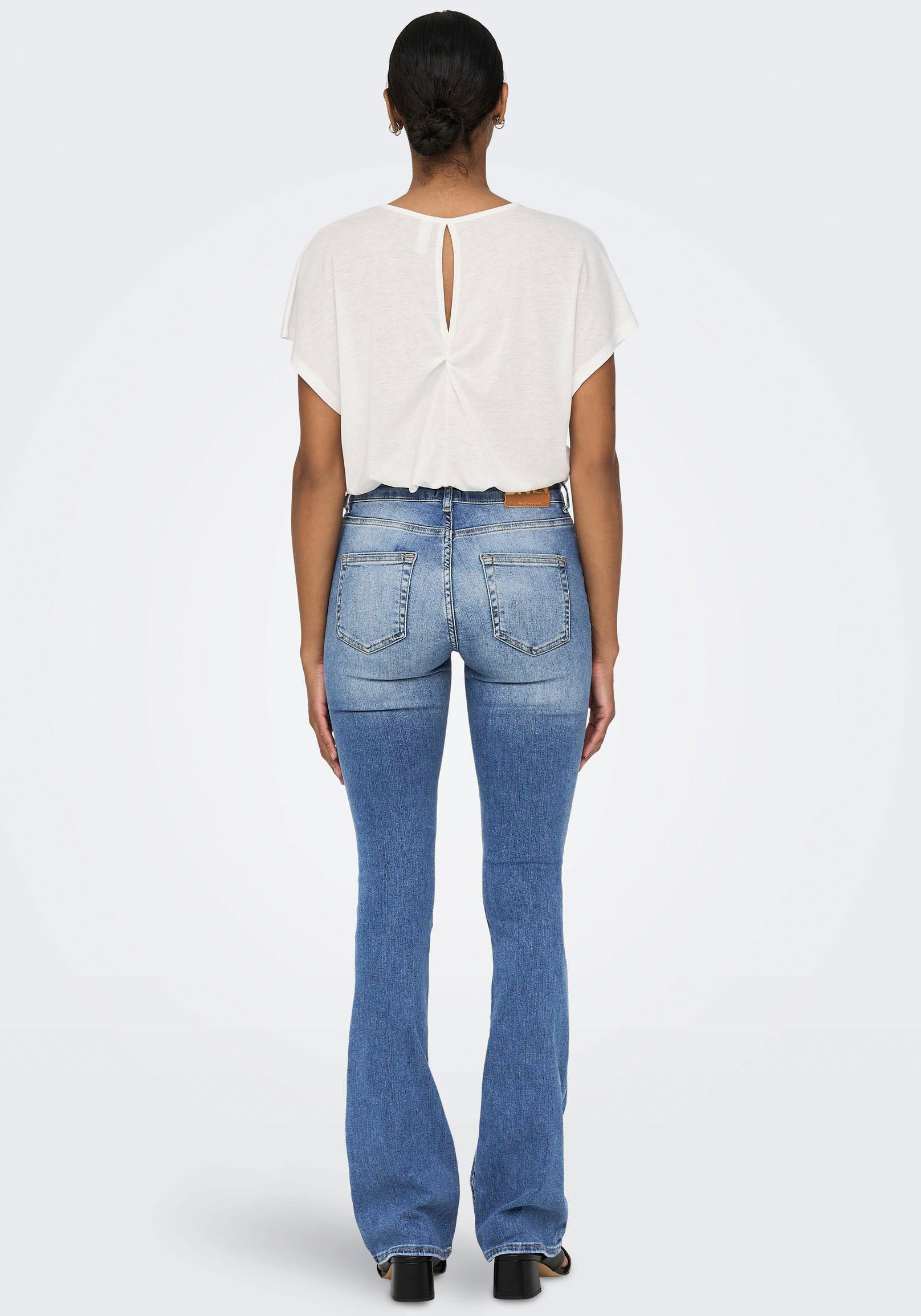 ONLY Bootcut-Jeans »ONLBLUSH MID FLARED DNM TAI467 NOOS«, modische Used Waschung