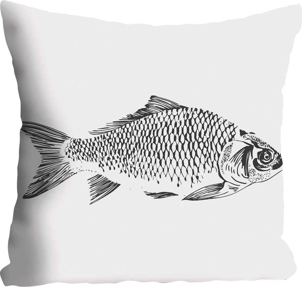 queence Dekokissen "Dennis" Kissenhülle,Fisch,Weißer Hintergrund,Meer,Marit günstig online kaufen