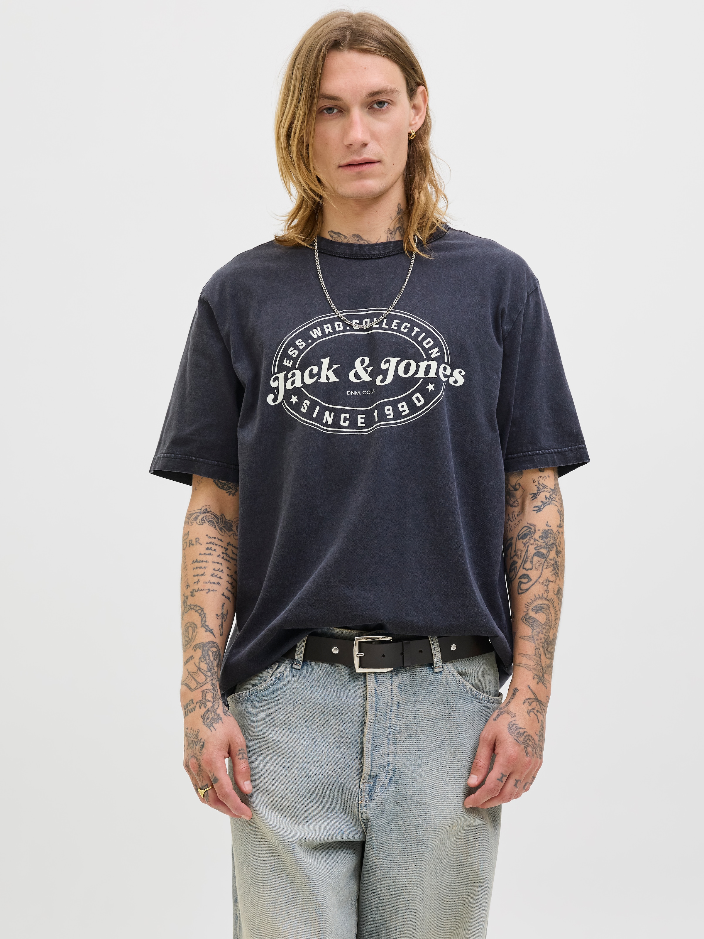 Jack & Jones Rundhalsshirt »JJEDOVER PRINT TEE SS CREW NECK«