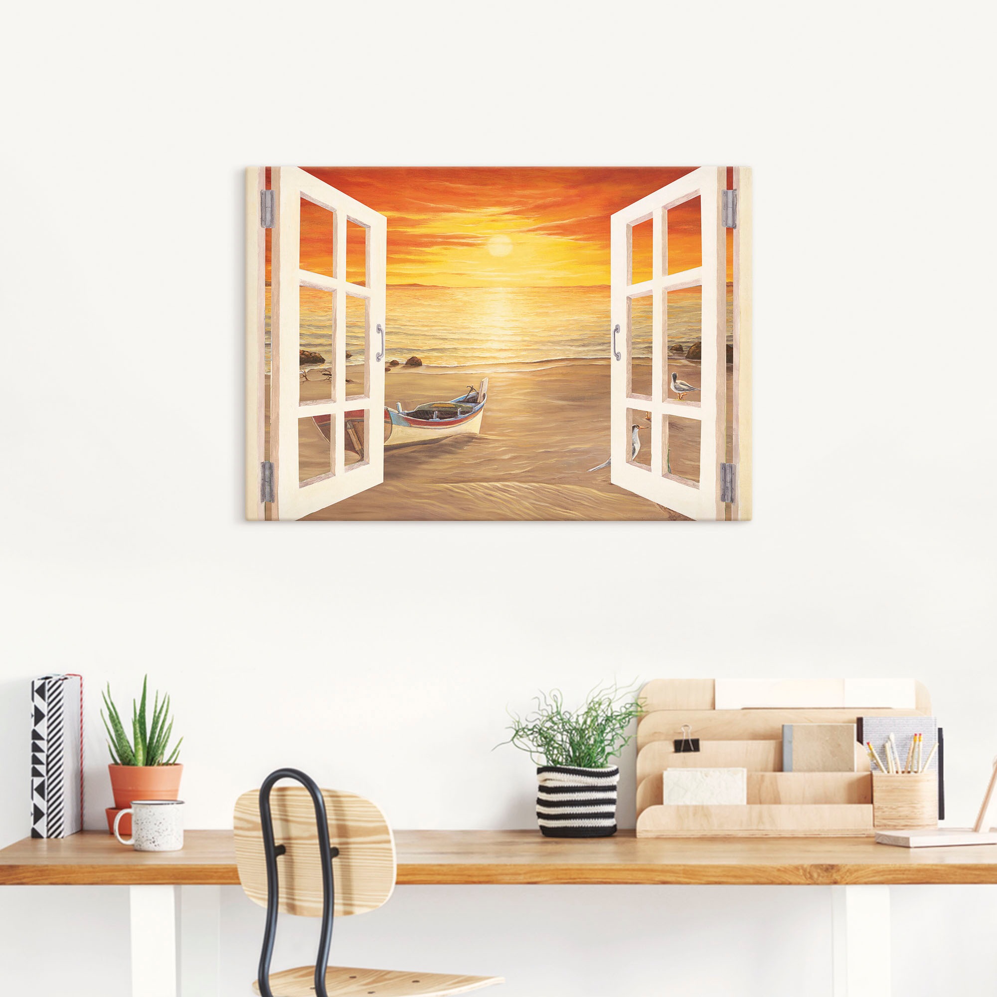 Artland Leinwandbild "Möwen" Meer Bilder 1 Stk. tlg. auf Holzrahmen gespann günstig online kaufen