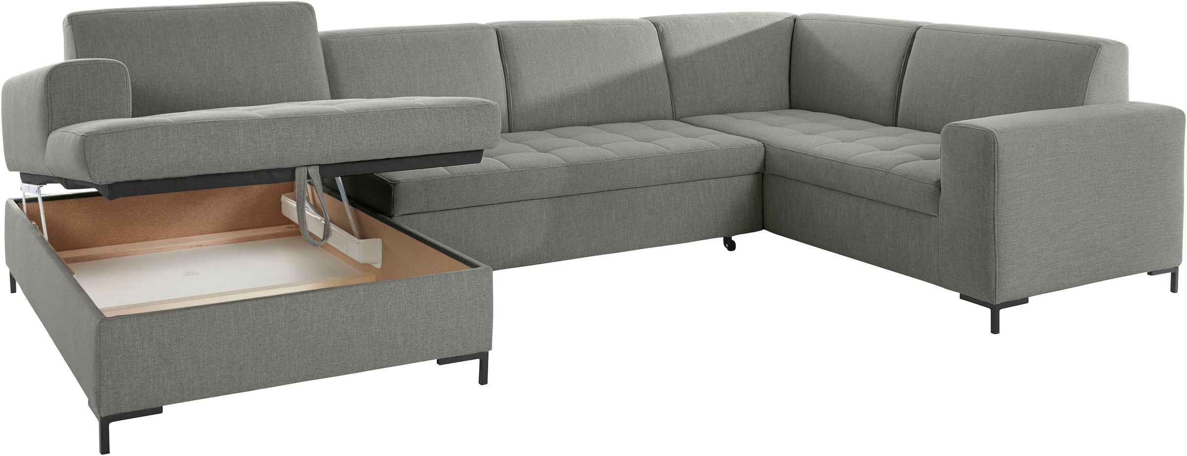 OTTO products Wohnlandschaft »Grazzo U-Form«, hochwertige Stoffe aus recyceltem Material, Steppung im Sitzbereich