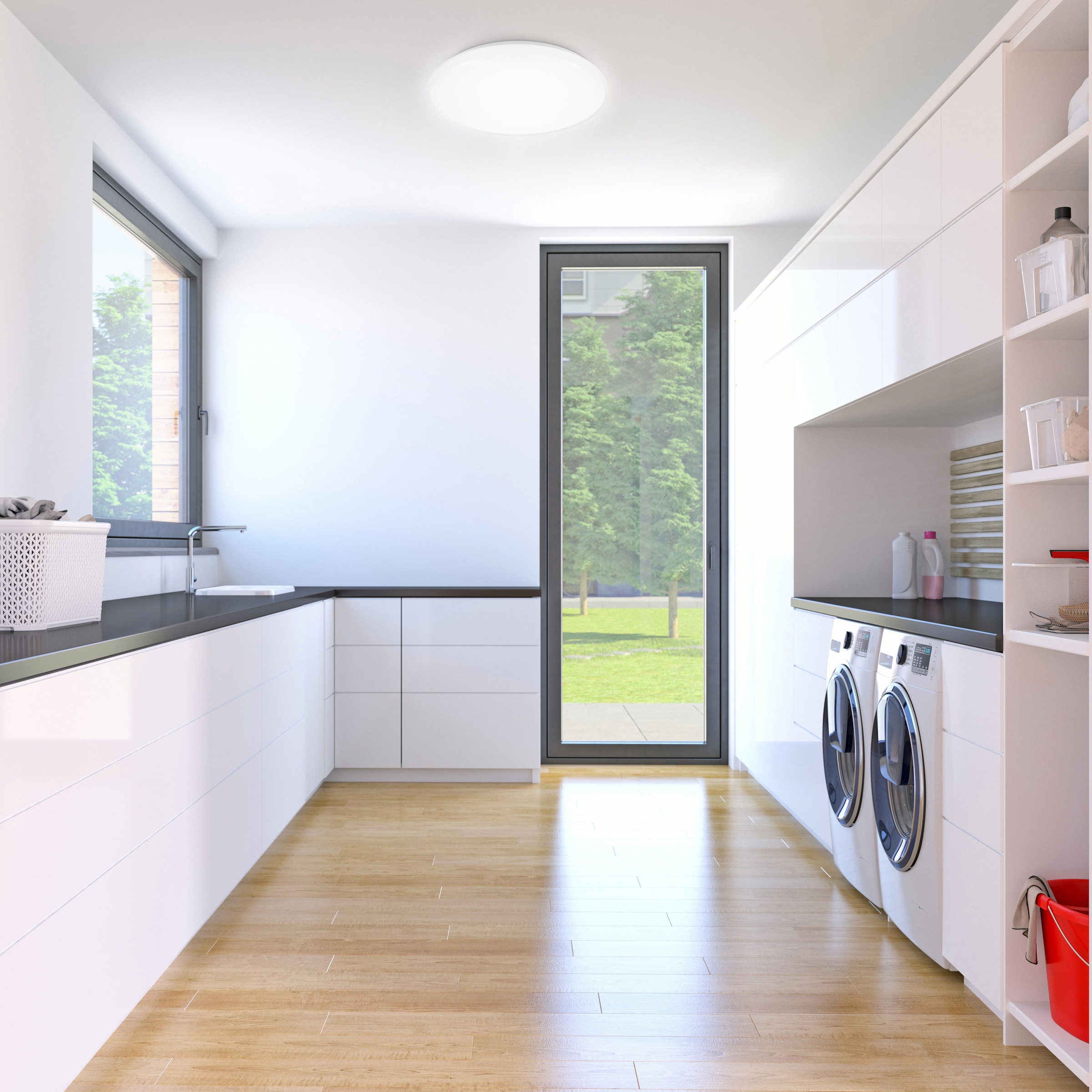 B.K.Licht LED Deckenleuchte »BK_DB1181 LED Deckenlampe, Ø27,8cm, Neutralweißes Licht, Weiß«, 1 flammig, Leuchtmittel LED-Modul | LED fest integriert, 12W, 4.000K, 1.200Lm, IP20, Küchenlampe