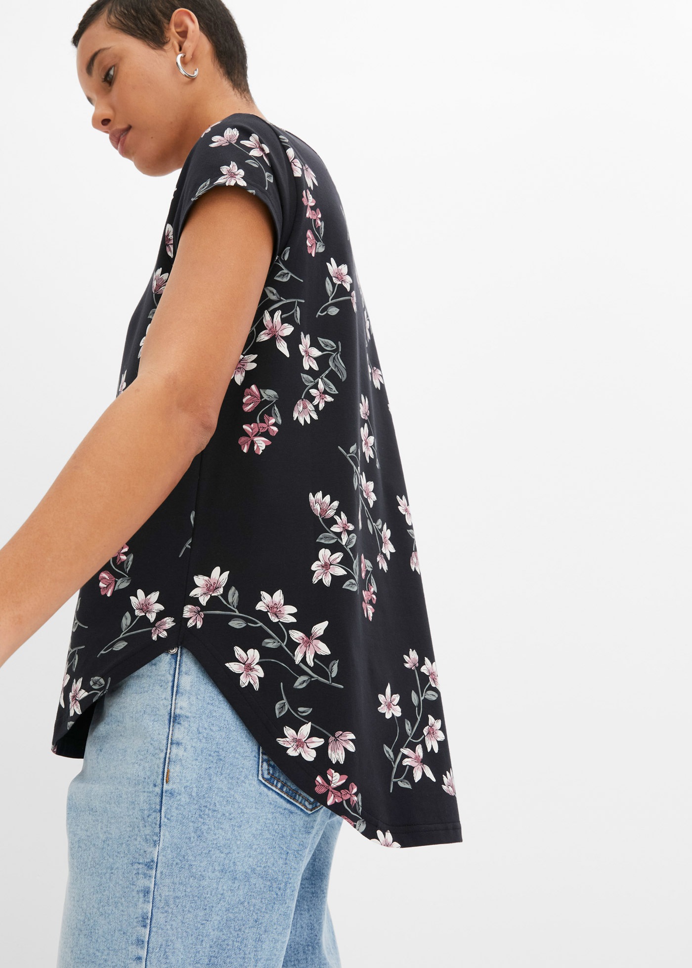 Thumbnail - bonprix T-Shirt geblümt mit kurzem Reißverschluss