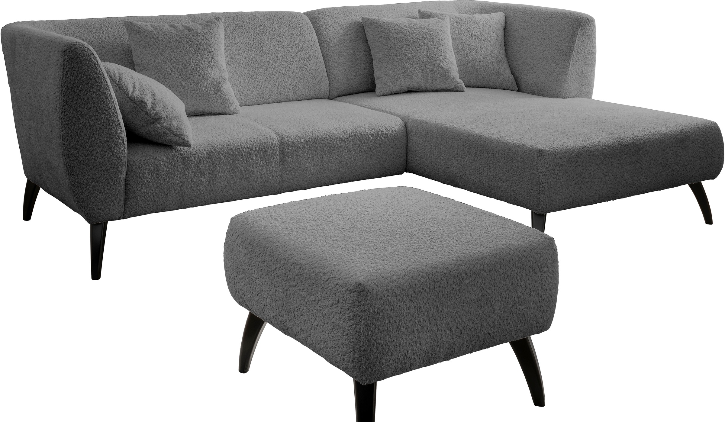 INOSIGN Ecksofa »Colori L-Form«, Holzfußfarbe wählbar, inkl. 4x Zierkissen