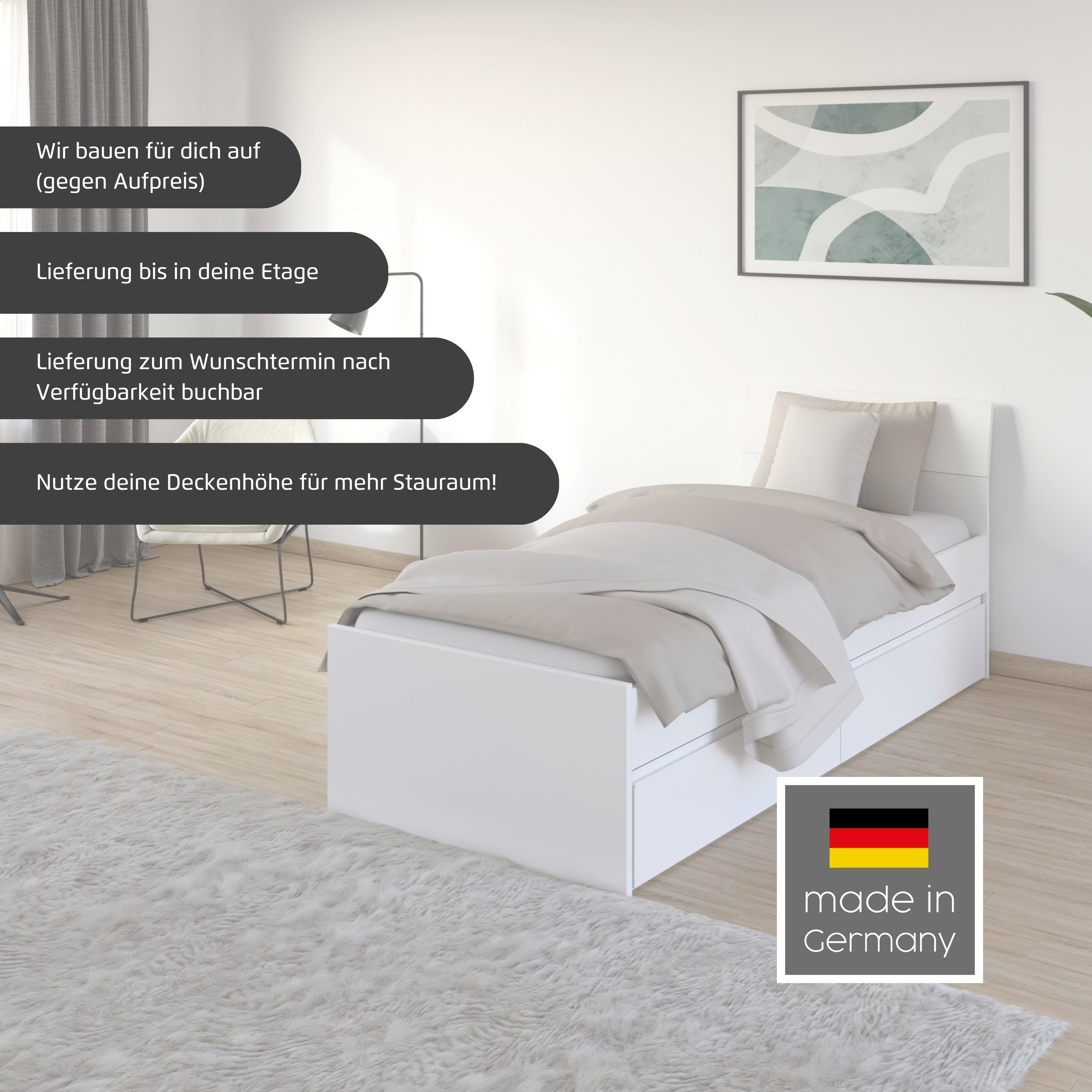 Thumbnail - rauch Stauraumbett "Doppelbett Einzelbett Bett für kleine Räume Stauraum JOEL" Liegefläche 90x200 oder 140x200 cm