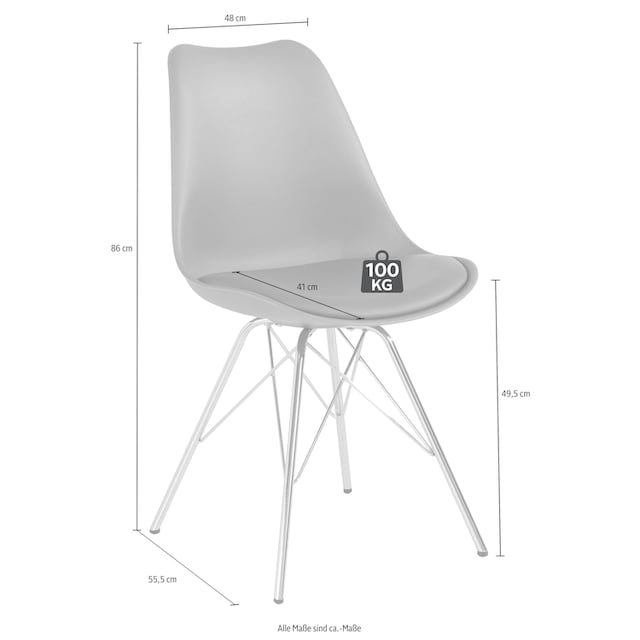 Homexperts 4-Fußstuhl »Ursel 01«, (Set), 2 St., Kunstleder, Sitzschale mit  Sitzkissen in Kunstleder | BAUR