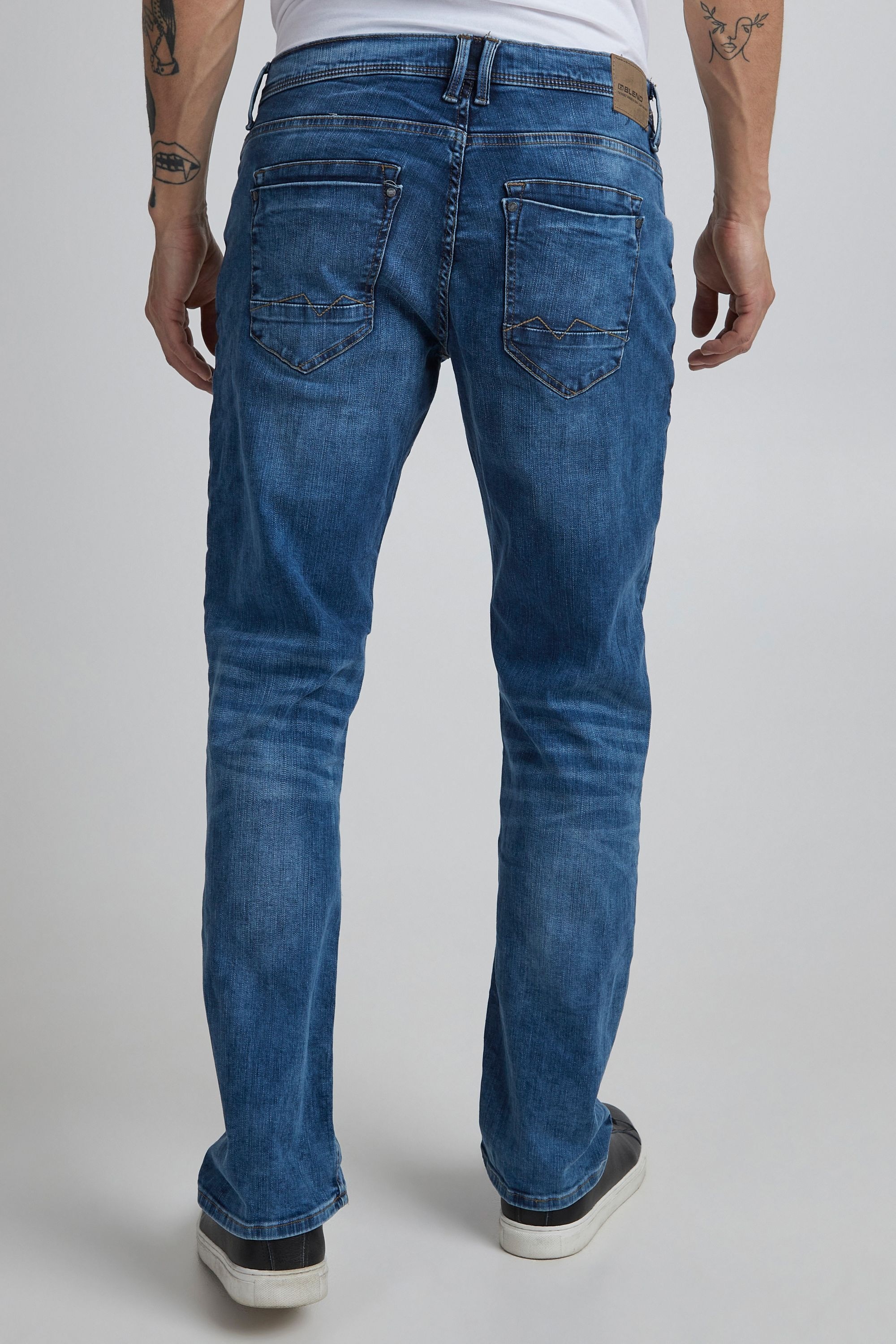 5-Pocket-Jeans BLEND "5-Pocket-Hose BHBlizzard", Herren, Gr. 36, Länge 32, blau (denim middle blau), Obermaterial: 98% Baumwolle CO. 2% Elasthan EL., Hosen 5-Pocket-Jeans 6